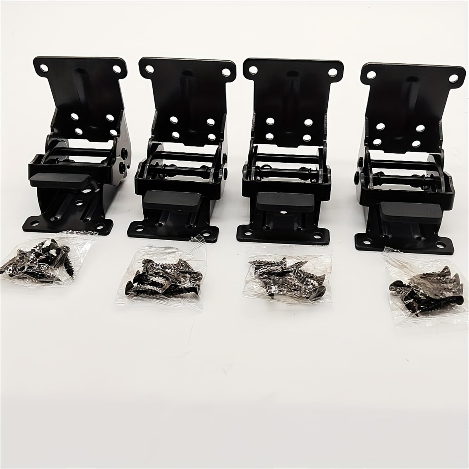 Bisagra de soporte plegable autoblocante de acero negro para ampliar mesas de trabajo
