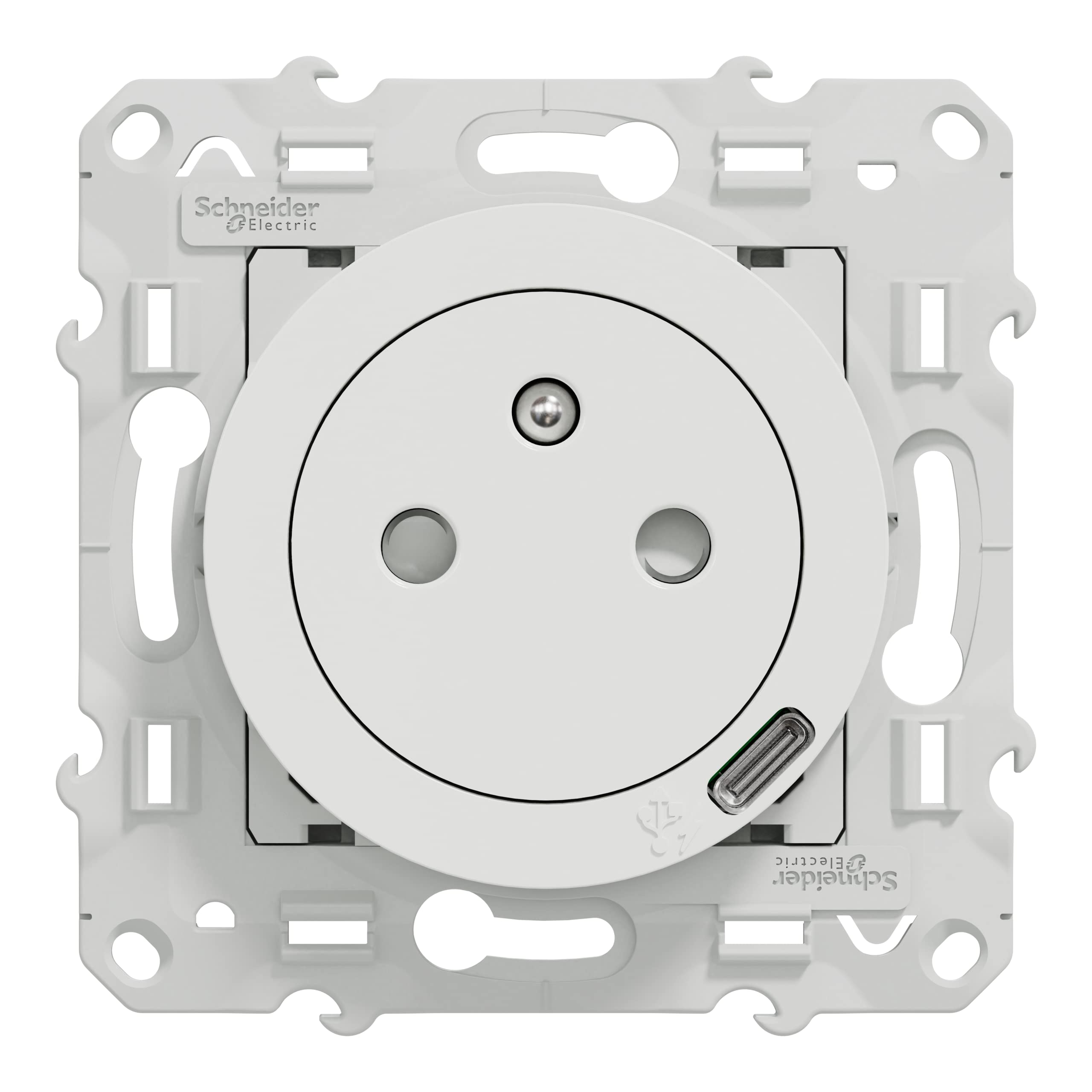 Schneider Electric - Odace - Prise affleurante + usb C10,​5W - blanc - S520089