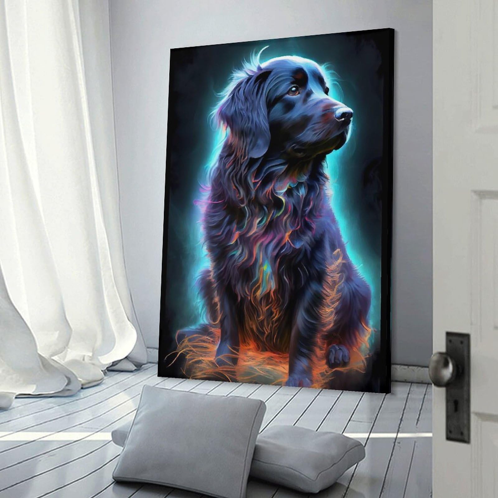 Junmoney Frame-Farm Dog Oil Paint Farm Dog Oil Paint Wall Picture Print, 16X24inch(40X60cm), For Workspace Walls, Study Corners Or Bedrooms, Wall Art That Adds Style To Work Areas