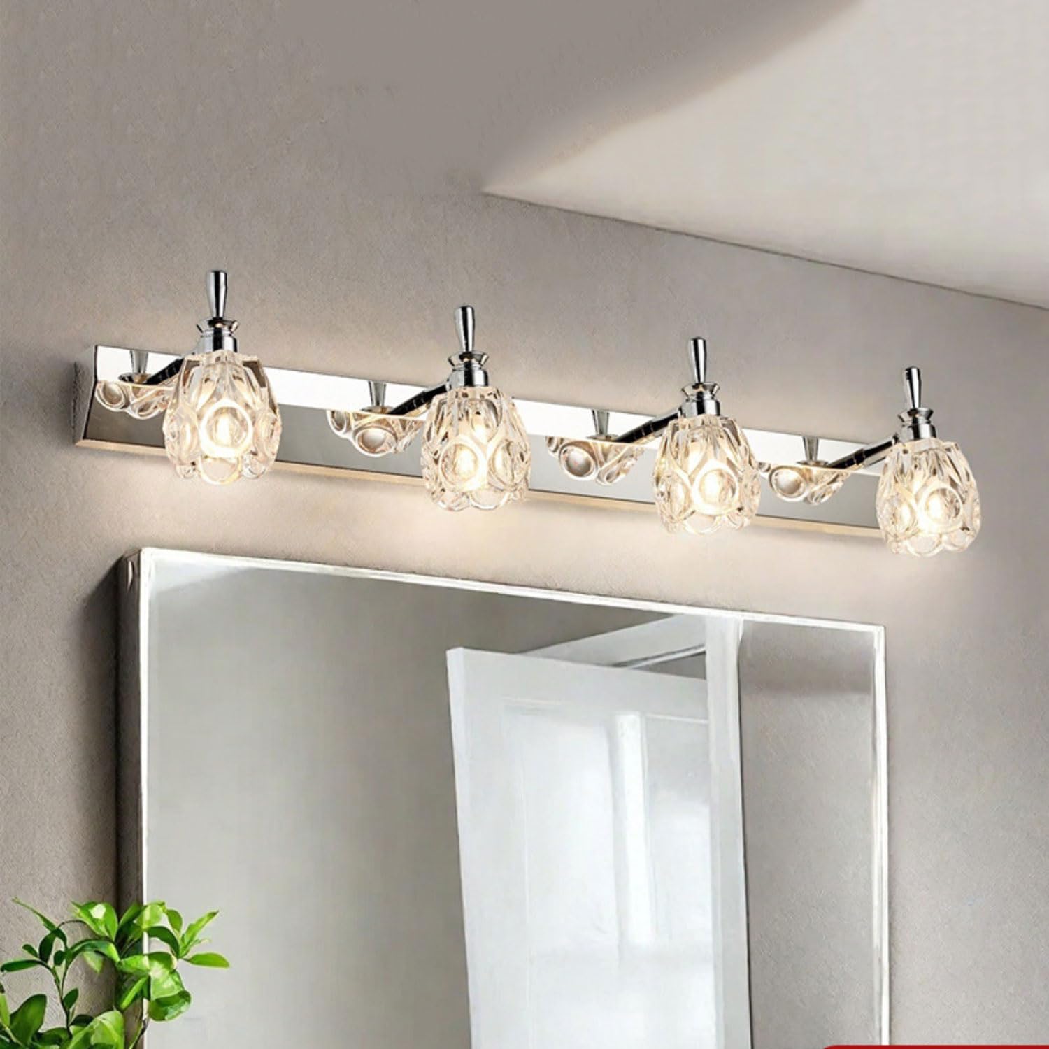 Lampe vanité salle de bain moderne applique murale cristal argent à 3 ou 4 lumières G9