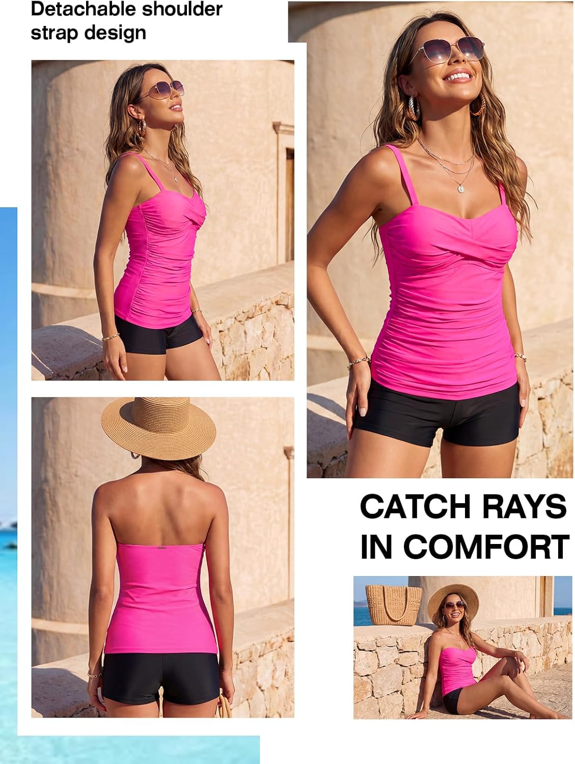 RELLECIGA Women's Ruched Tankini Top - Image 3