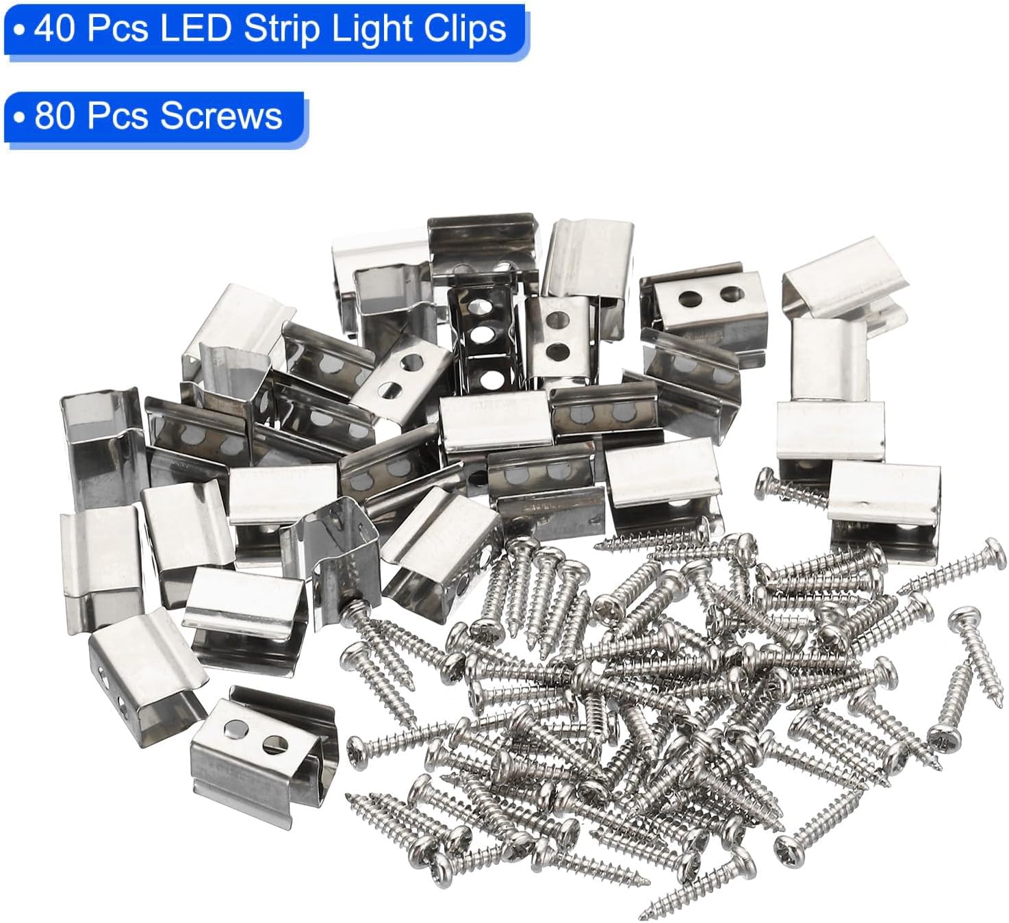 LED Strip Light Clips 40Pcs Mounting Bracket Fixing Clips Stainless Steel Clamp Holders with Screws for 4.8mm-6mm Neon RGB Light Cable Ribbon image 3