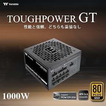 Thermaltake TOUGHPOWER GT/1000W ATX 3.1/PCI Express 5.1 Support 80PLUS GOLD PC Power Supply Unit PS-TPT-1000FNFAGJ-3 PS1614