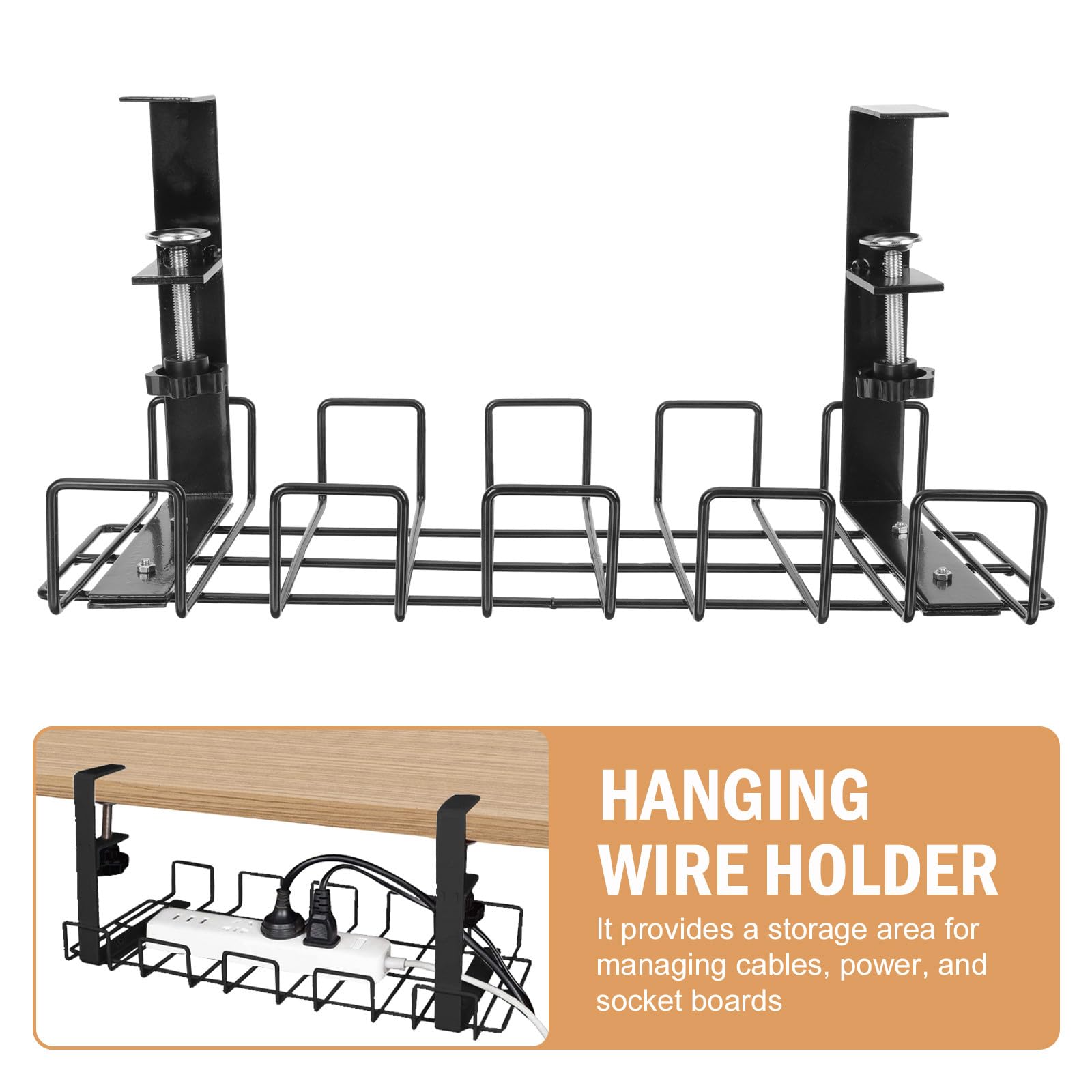 Estante para Cables Doméstico de Hierro Negro Construcción Resistente y Diseño para Organizar Cables bajo Escritorio en Oficina o Hogar