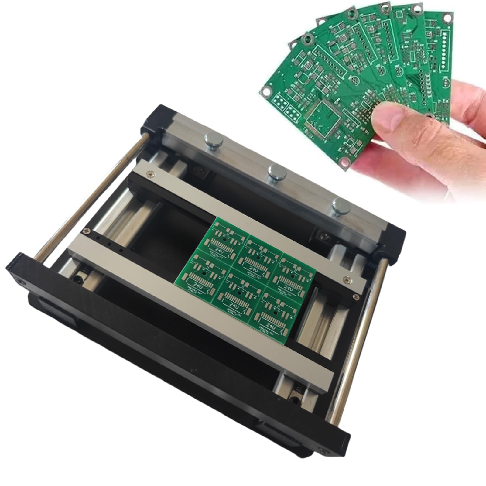 EstacióN de ImpresióN de Pantalla PequeñA,Mesa de ImpresióN de Pasta de Soldadura de Malla De Acero SMT,Impresora de Plantillas PCB con Grosor Ajustable,Mini Mesa de SerigrafíA Manual(Size:10*10cm)