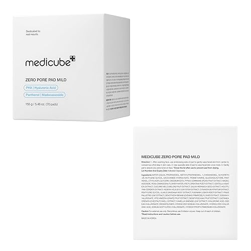 Vista 9 de medicube Almohadillas de tóner Zero Pore Pad Mild 2.0 Almohadilla de tóner suave y calmante para exfoliación, minimización de poros y eliminación