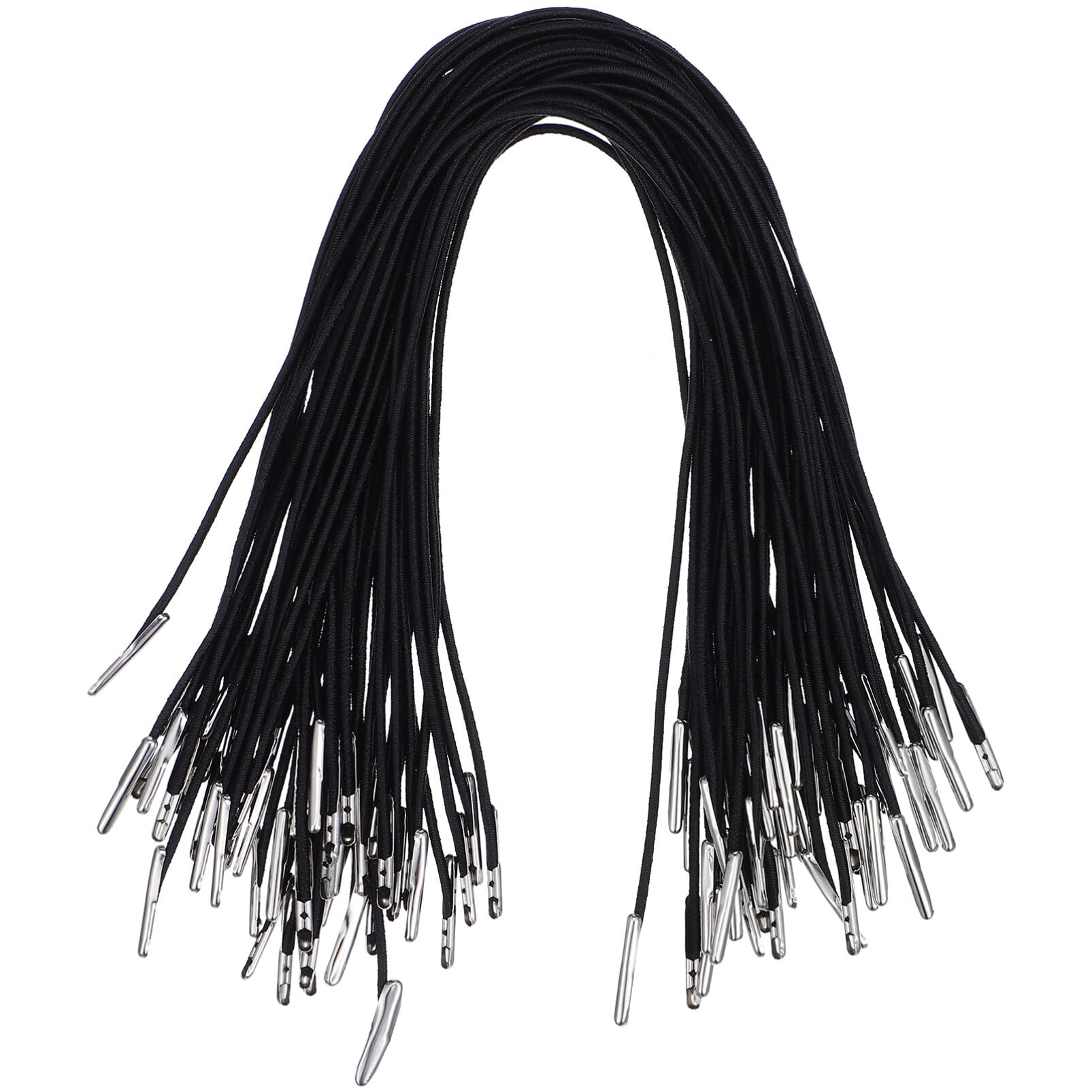 Operitacx Elastic Barbed Cords 10 Inch Highly Stretchable Round Strings for Diy Crafts Sewing Masks with Metal Ends Durable Elastic Rope for Home and Party Use