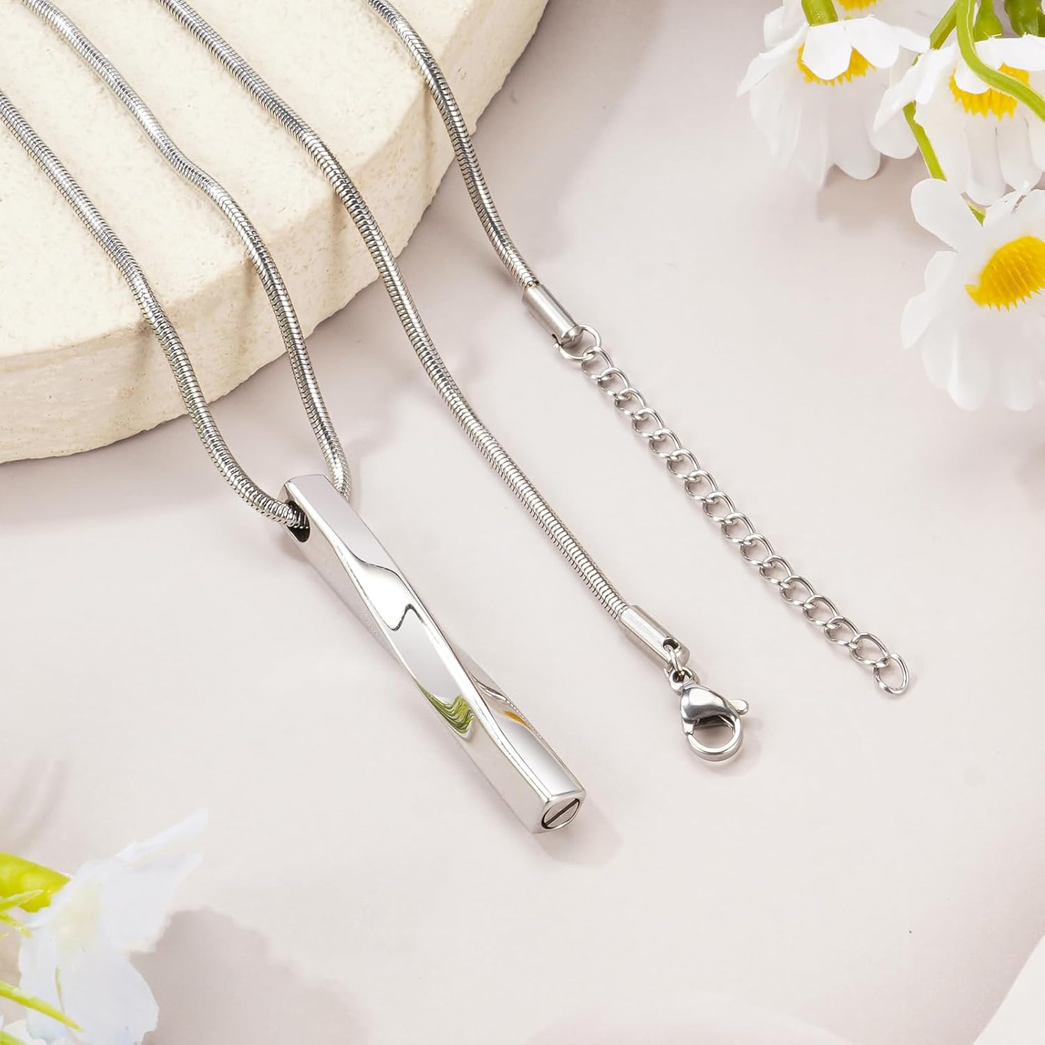 SOITIS Urn Necklaces for Ashes Cremation Jewelry Twist Necklace for Ashes Stainless Steel Urn Pendant for Women Men Jewelry for Ash Memorial Keepsake - Image 3