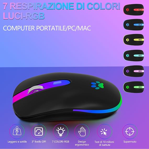 KBCASE Wireless Mouse for Laptop, 2.4G USB Dual Modes Bluetooth Mouse