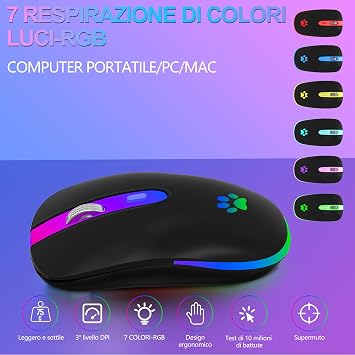 KBCASE Wireless Mouse for Laptop, 2.4G USB Dual Modes Bluetooth Mouse