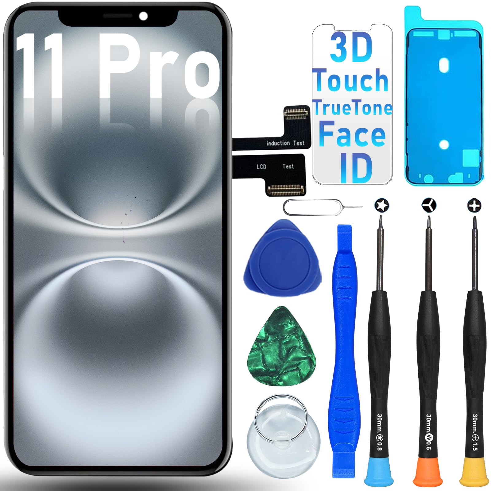 DlGl4U - Pantalla LCD de repuesto para iPhone 11 Pro, pantalla de 5,8 pulgadas | FHD, función táctil sensible, soporte de identificación facial, solución de reparación económica, incluye kit de reparación