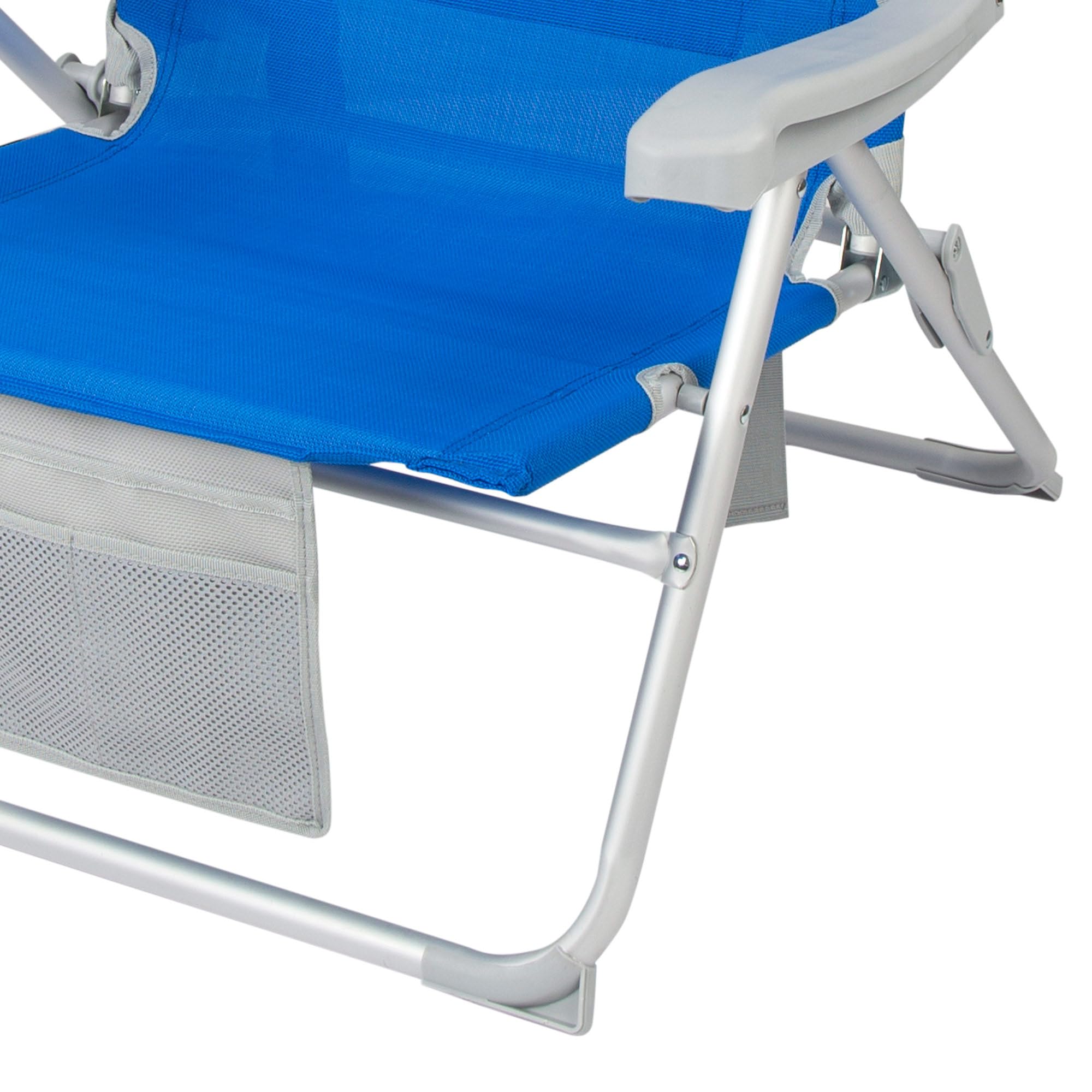 Aktive 62633 - Silla playa plegable y reclinable 5 posiciones, Silla portátil plegable 55x67,5x86cm, Incluye cojín, 1 bolsillo, 1 bolsa con cremallera y topes antivuelco, Sillas de playa