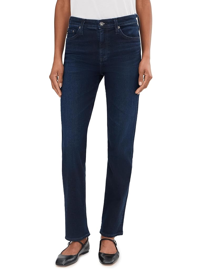 Navy AG Mari Mid Rise Slim Straight Jean