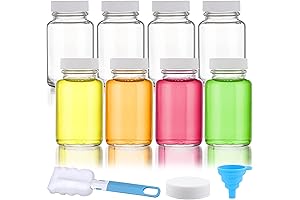 Glass Juice Shot Bottles with Caps - 8 Pack 3.5oz Small Clear...