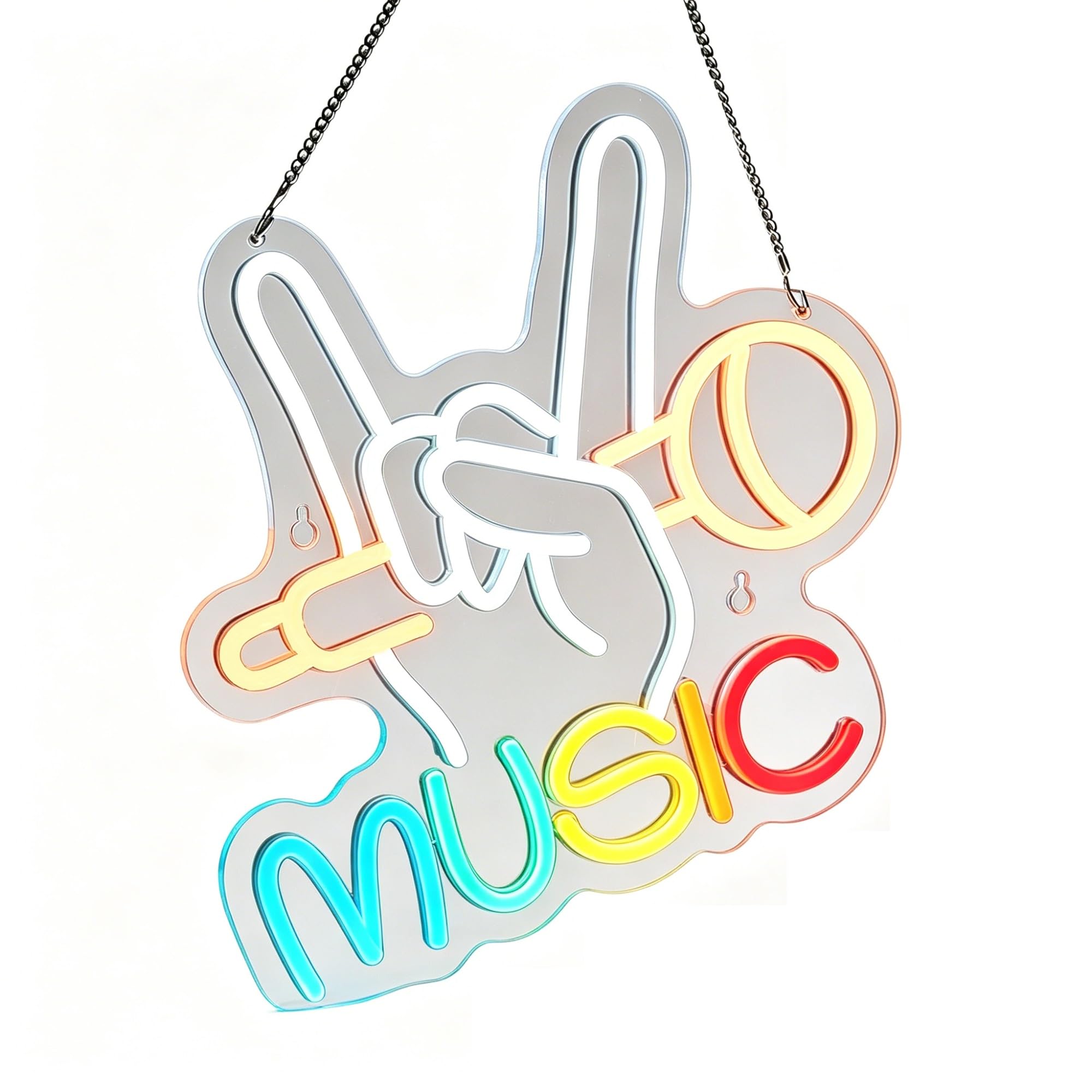 USB Dimmable Music Neon Sign, Music Themed Wall Decor(Music(33.5 * 33.5cm))