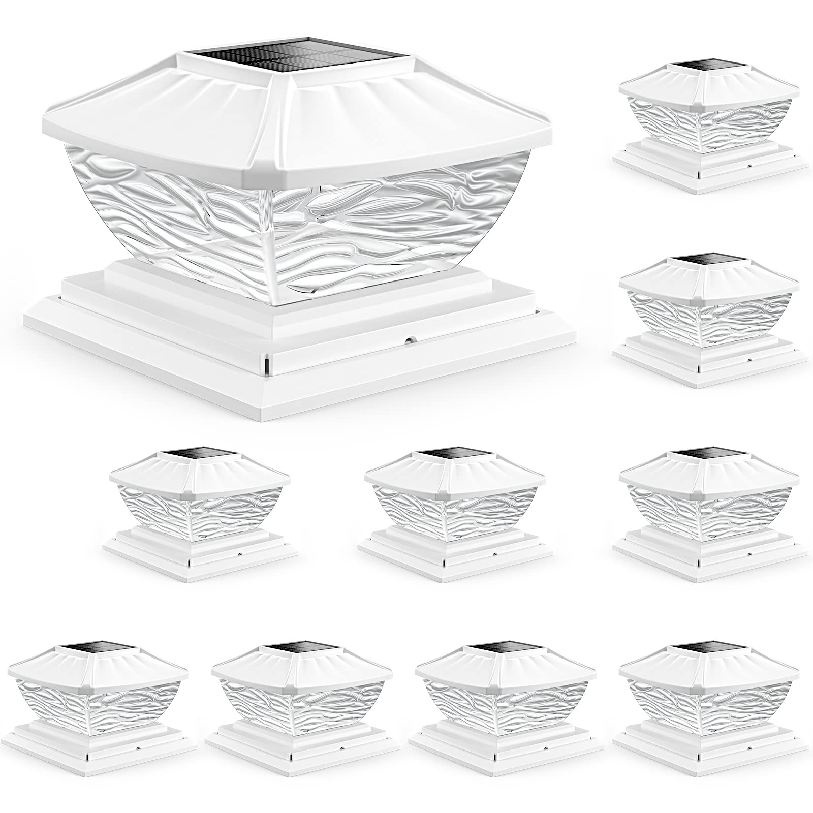 SOLLUCIS Solar Post Cap Lights, Super Bright 8 LEDs Fence Post Lights Solar Powered 2 Color Modes 20 Lumen Solar Post Lights Outdoor Waterproof for 4x4 5x5 6x6 Posts in Garden Decor, Patio Decor