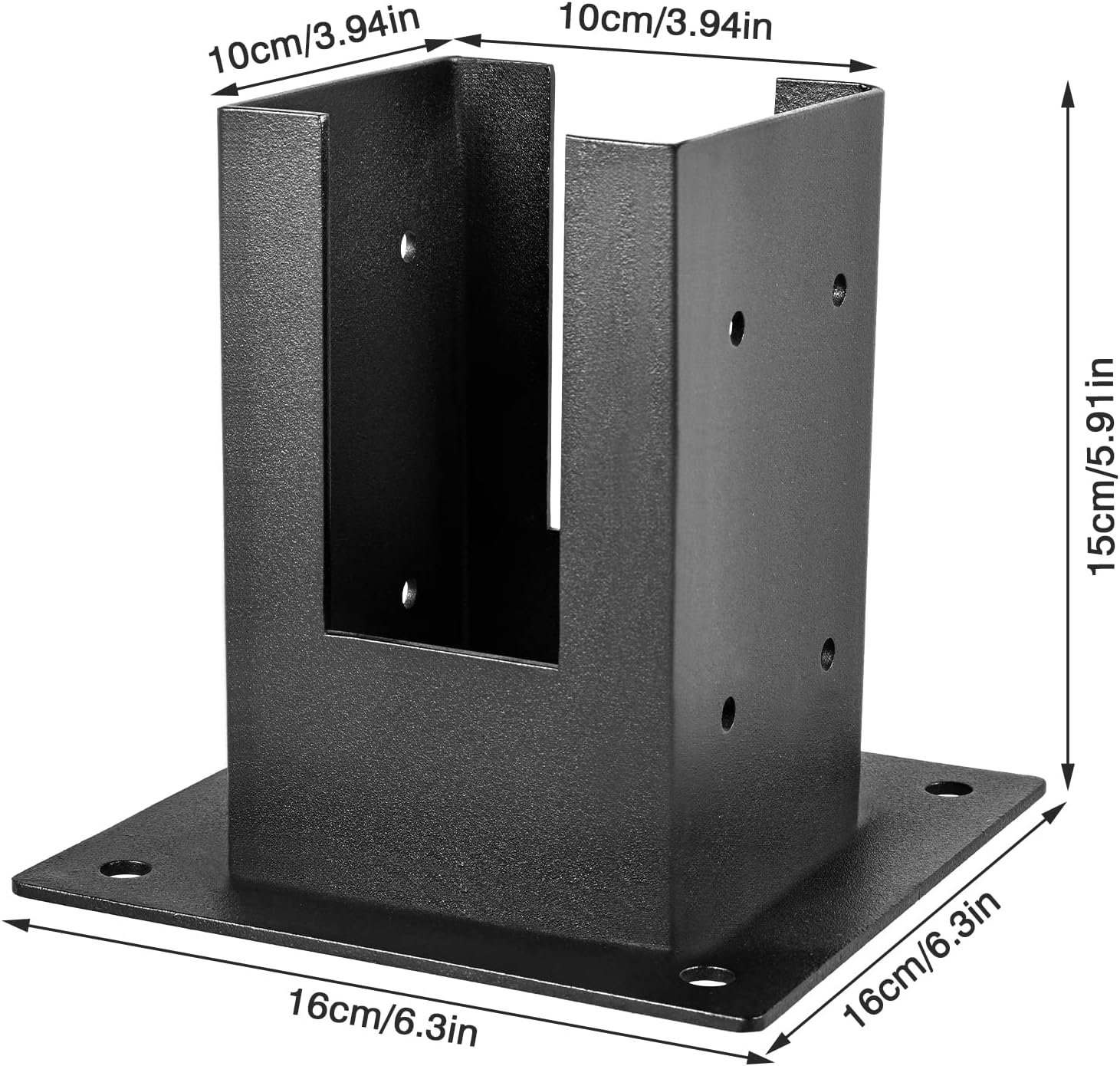 4x4 Post Base, Post Anchors 4Pcs (Inner Size 3.6"x3.6"), Heavy Duty Powder-Coated Post Anchor Matte Black Wood Post Brackets for Pavilion Deck Railing