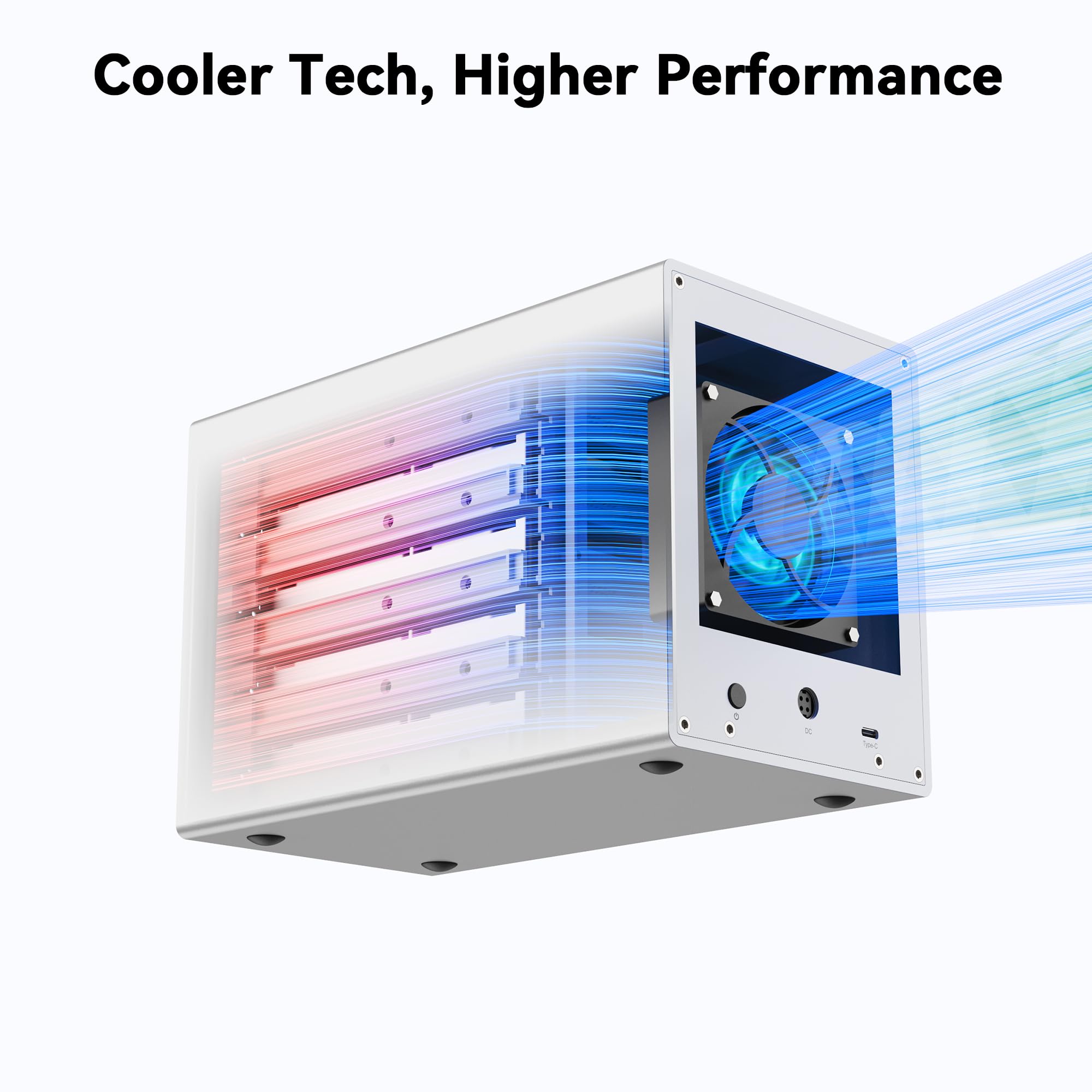 Yottamaster Caja de disco duro externo de 5 bahías con ventilador de refrigeración para SATA HDD/SSD de 2.5/3.5 pulgadas, almacenamiento de conexión directa, carcasa de aluminio USB 3.2 Gen2 de 10