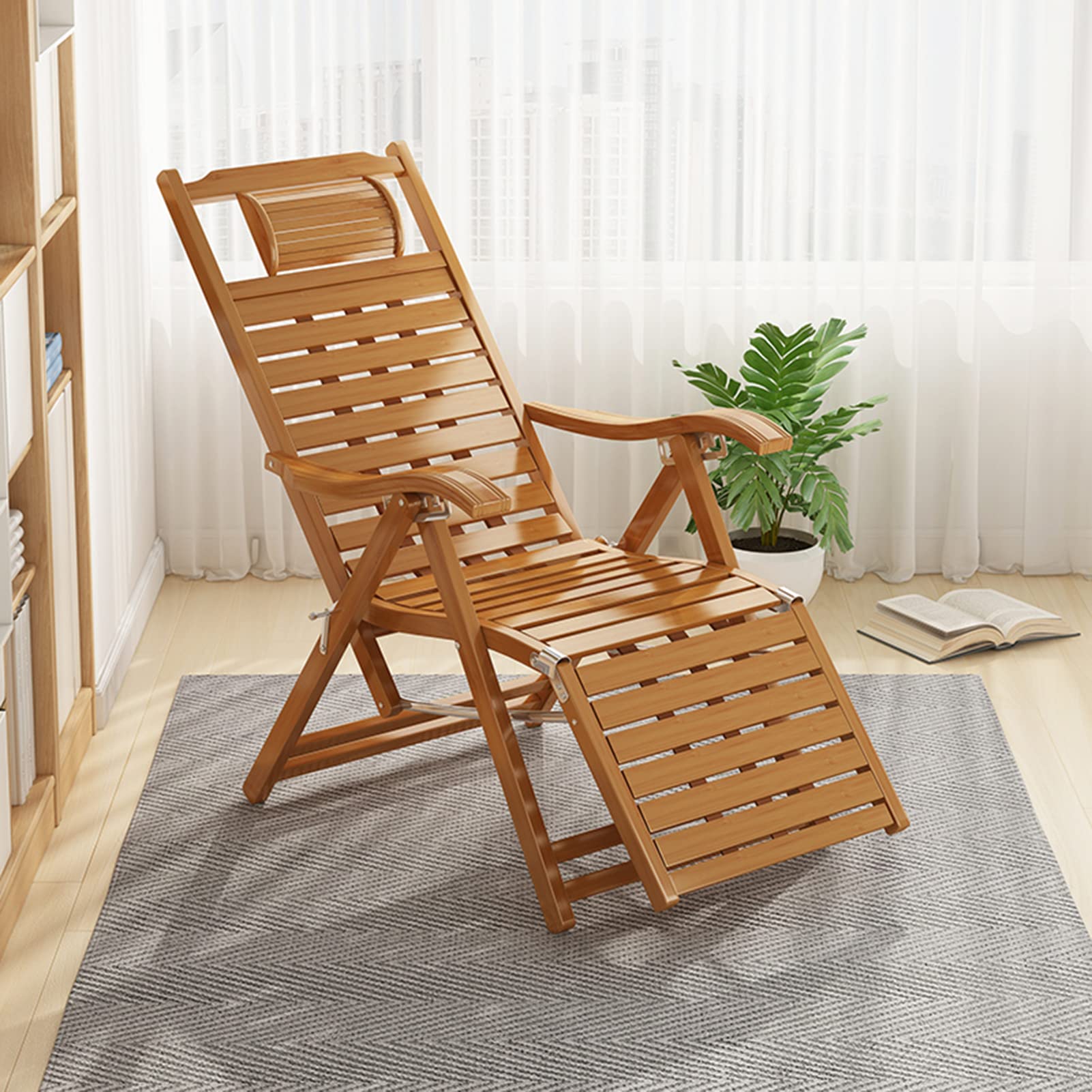 竹製ロッキングチェア レジャー用 折りたたみチェア 仮眠ラウンジ