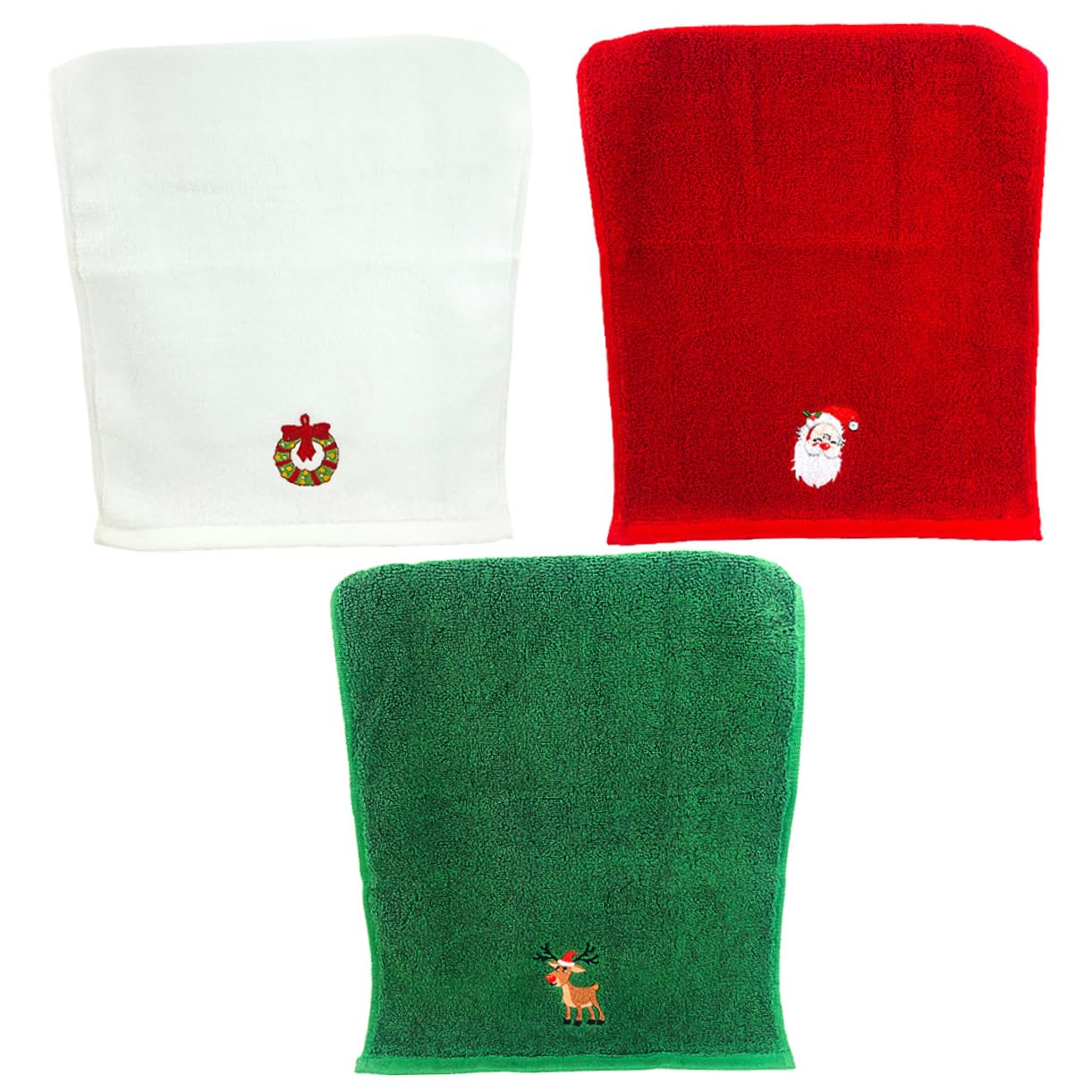 Toalla facial navideña KOMBIUDA de algodón, juego de 3 piezas transpirables multicolor