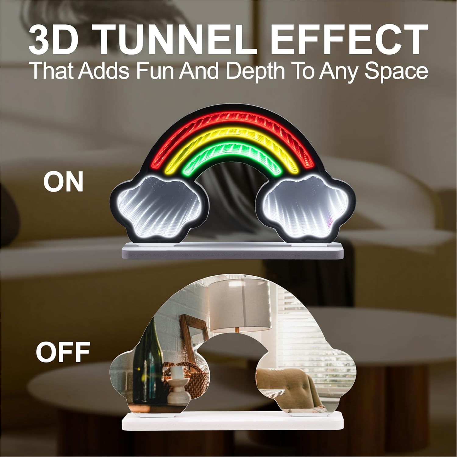Infinity Mirror Light, Rainbow 3D LED Infinity Mirror Tunnel Light, Dimmable USB Power, 250th Anniversary Commemorative Gift, Creative Decor for Bedroom & Gaming Room, 11 * 7.2''
