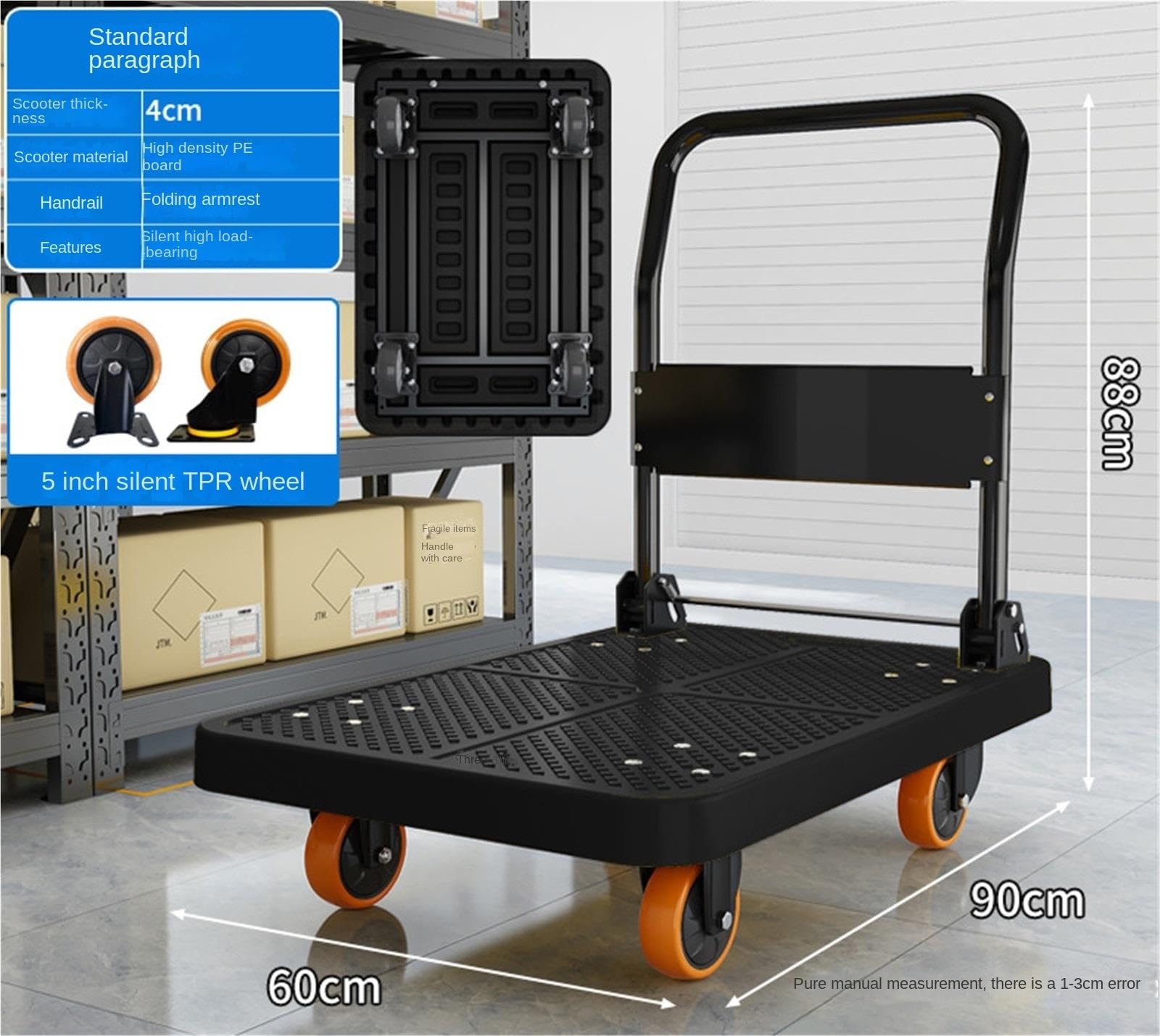 Tragbarer industrieller Sackkarre, Plattformwagen, beweglicher Wagen, robuster Transportwagen, vielseitiger Hubwagen für einfaches Bewegen und Transporthilfe
