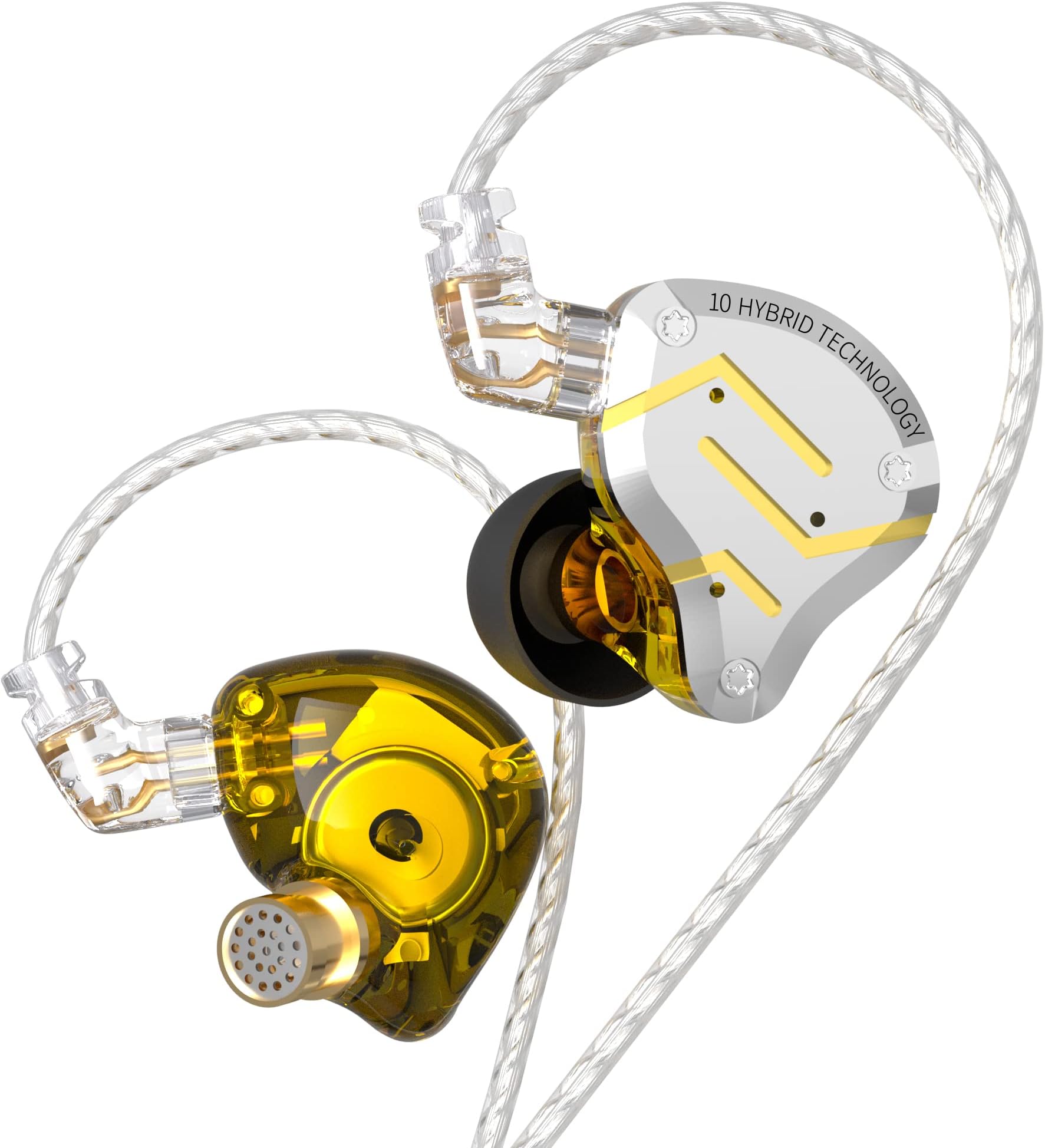 KZ ZS10 Pro in Ear Monitor Earphone, 4BA 1DD Metal Earbuds, HiFi Bass Headphones IEM with Detachable 2 Pin C-Cable(Gold,No Mic)