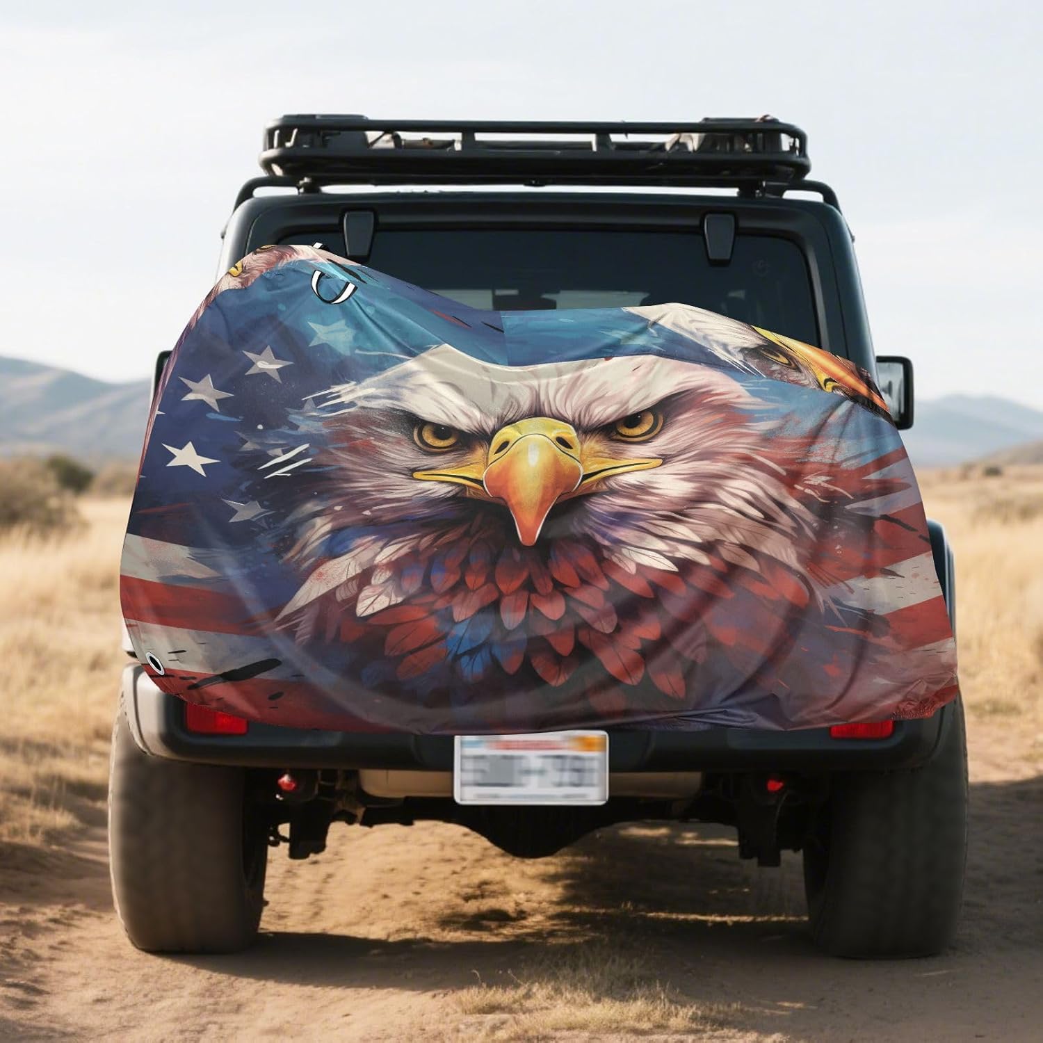 ALAZA American Flag Eagle Portrait Bike Cover Waterproof Outdoor Ebike Bicycle Covers Tarp Protection for 1/2 Bikes, Sun UV Dust Wind Proof