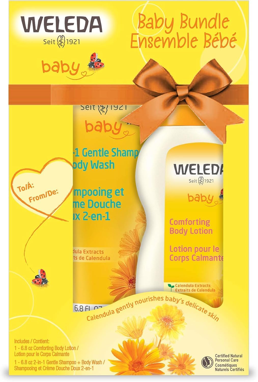 Baby Calendula Body Lotion and Shampoo-Body Wash Bundle, 6.8 Fluid Ounce (Pack of 2), Plant Rich Baby Care with Calendula and Sweet Almond Oil