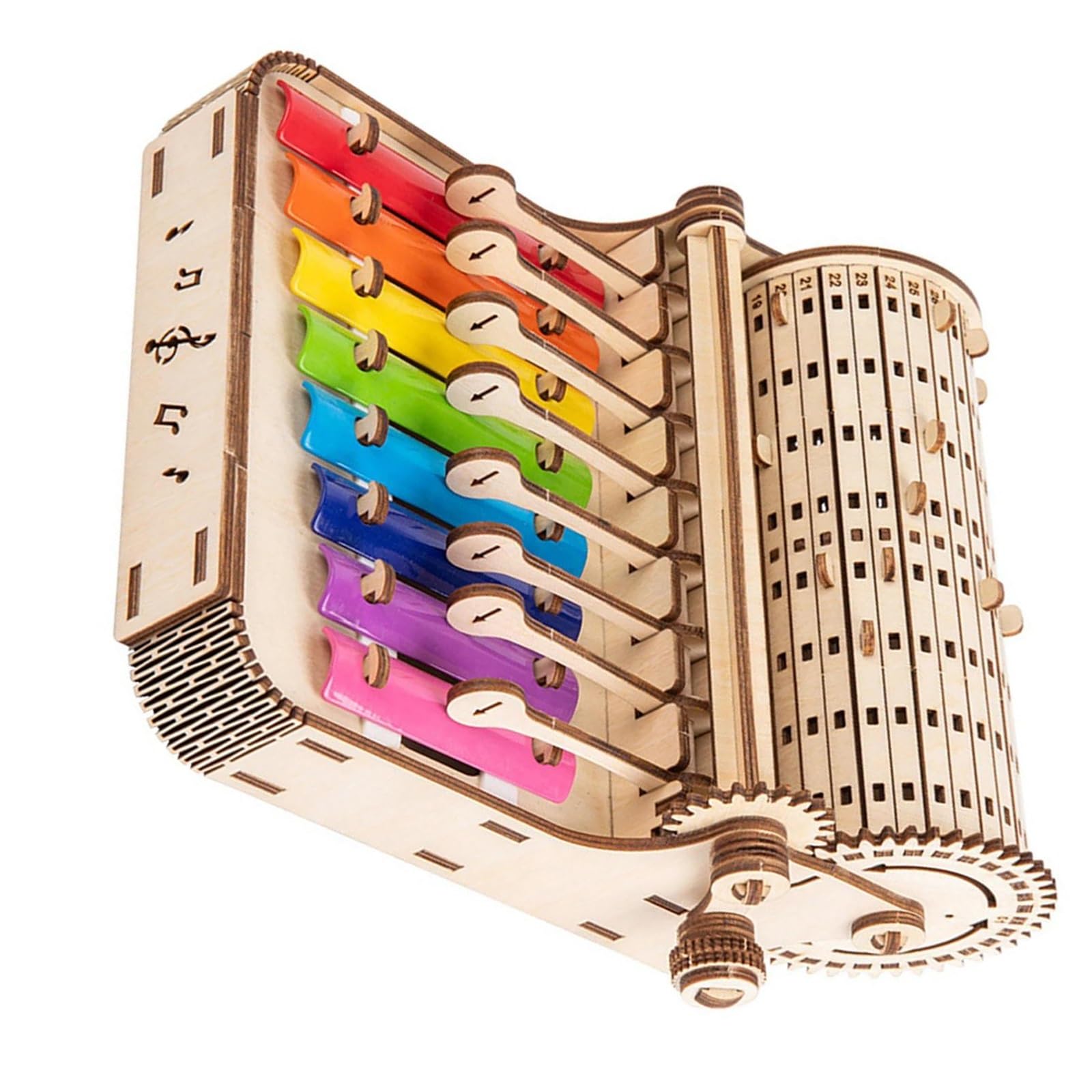 Glockenspiel 8-Tone Colorful Soundboard Glockenspiel DIY Kit Hand-Cranked Retro Wooden Percussion Instrument Kit