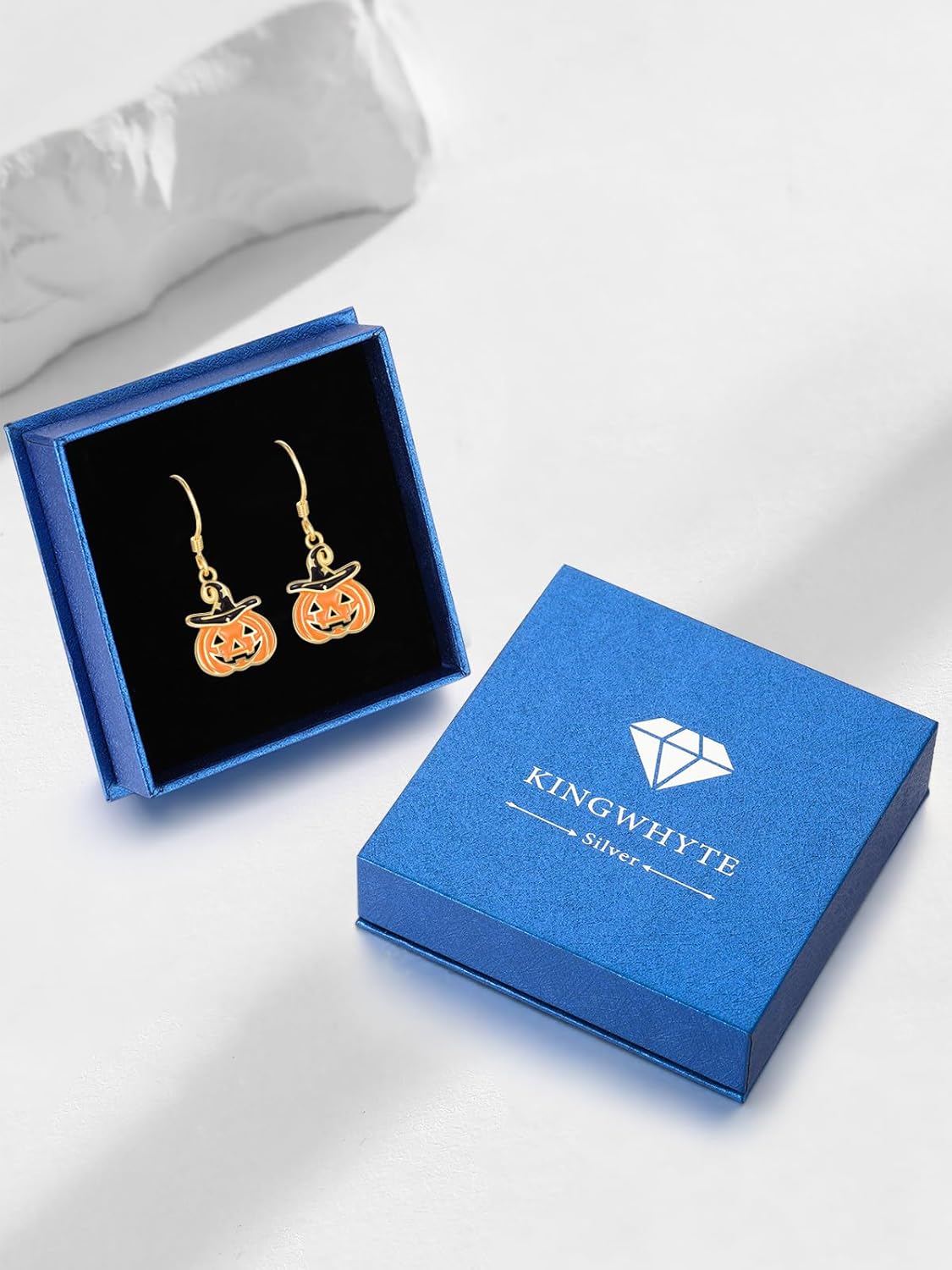 KINGWHYTE Halloween Earrings for Women 925 Sterling Silver Pumpkin Earrings Hypoallergenic Gothic Earrings Hat Pumpkin Drop Dangle Earrings Halloween Jewelry Gifts for Women - Image 6