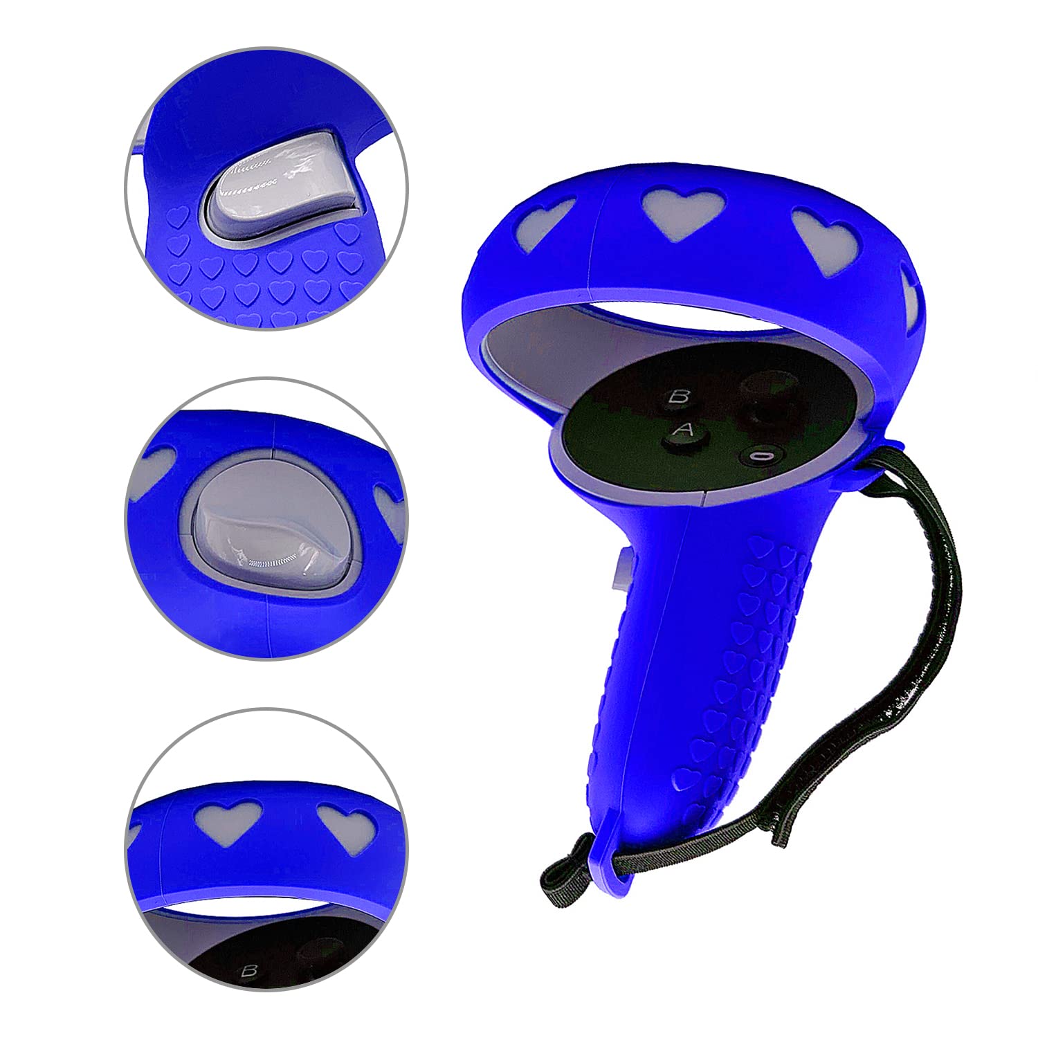 AreMe Silikonowy pokrowiec ochronny ze skóry zestaw akcesoriów do Meta/Oculus Quest 2, z przednią osłoną VR, osłona twarzy, osłona obiektywu ochronnego, pokrowiec na kontroler dotykowy (niebieski)