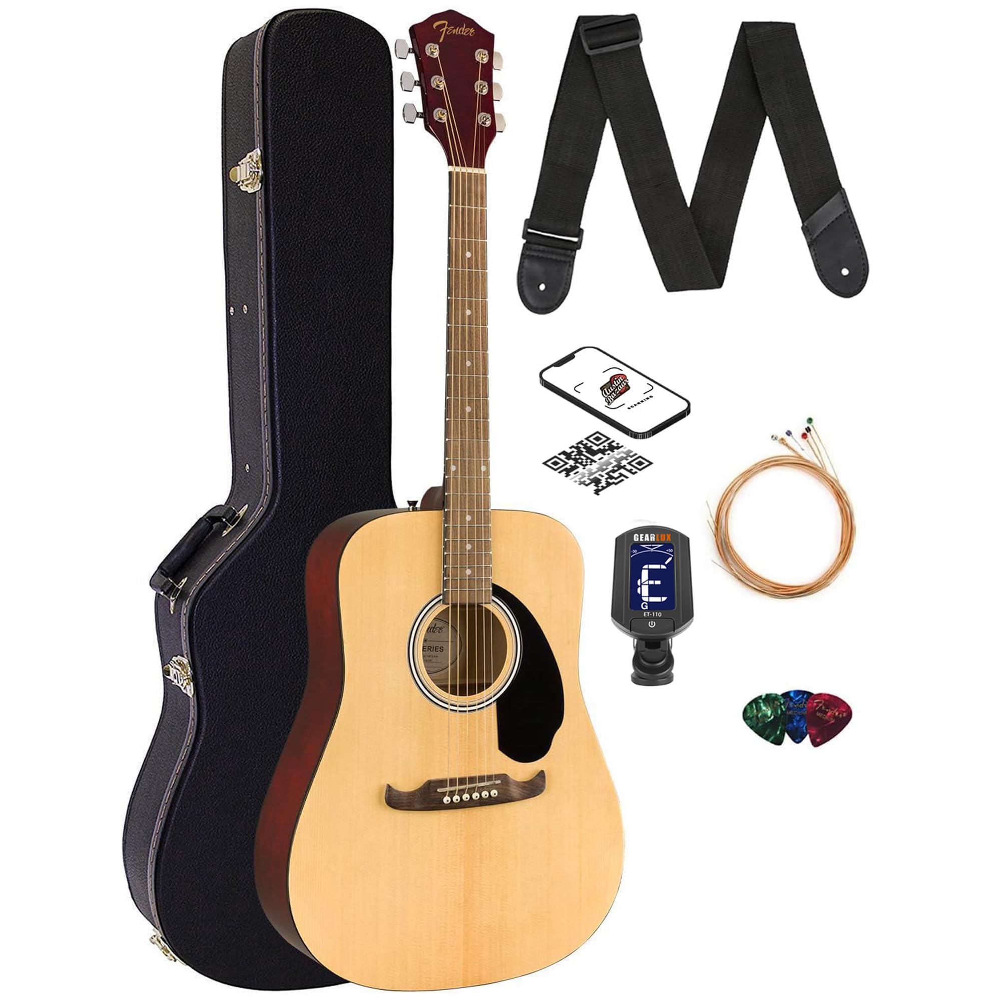 良音/Fender　FA-125/NAT 改チューナー付エレアコ　ケース付 Amazon.com: Fender FA-125 Dreadnought Acoustic Guitar - Natural