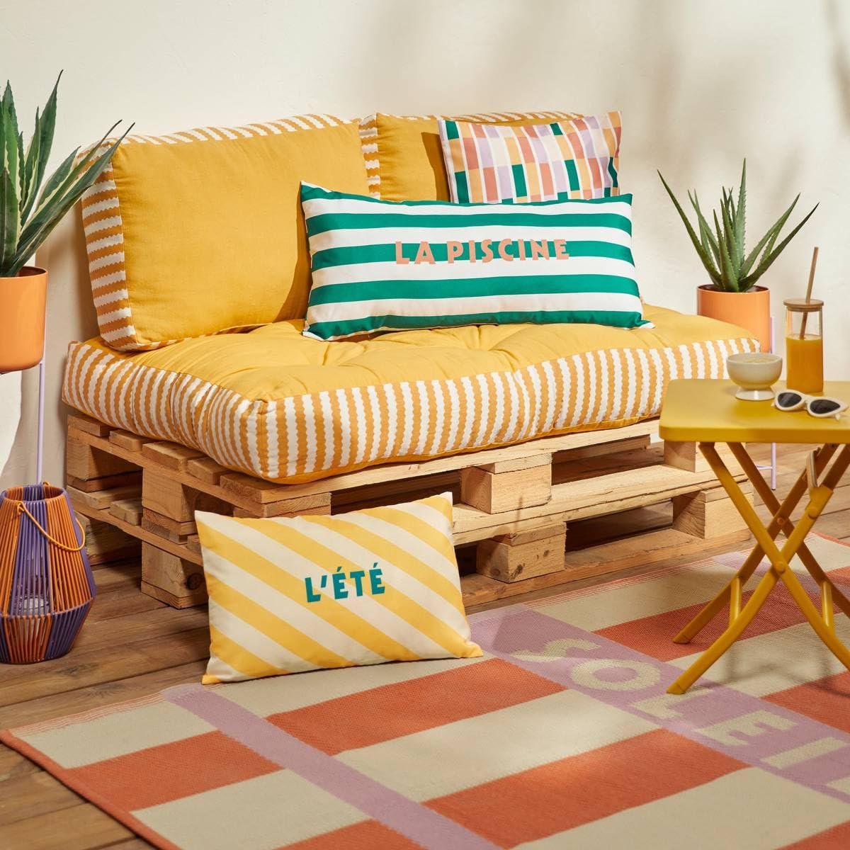Atmosphera - Coussin de Sol d'extérieur Poolside 80x120x15cm Jaune