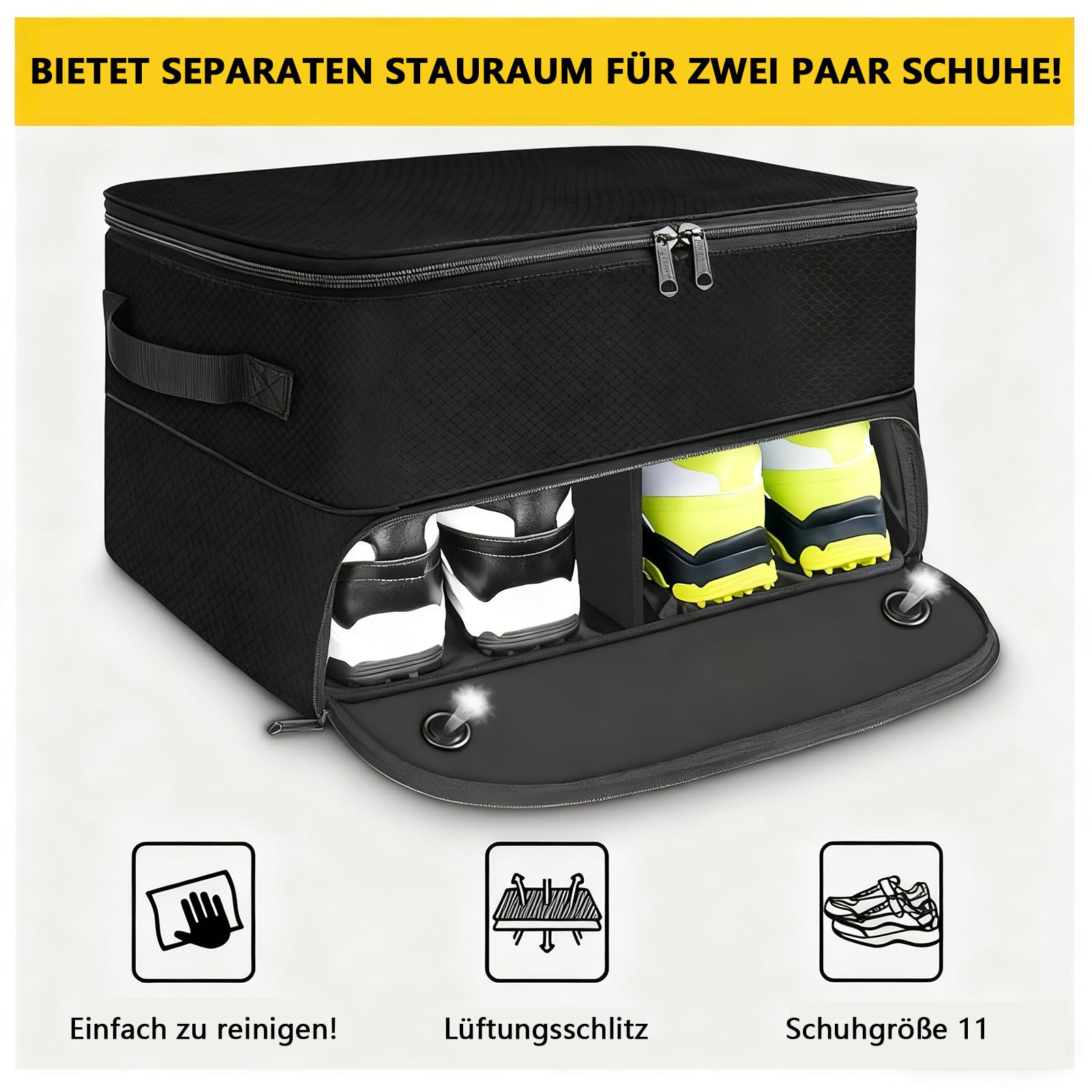 Golf-Kofferraum-Organizer,2-lagiger Golf-Spind für Auto,16.99*12.9*9.84in Golf Trunk Organizer,Auto-Aufbewahrung für Golfzubehör,wasserdichter Auto-Golf-Schließfach mit separatem, belüftetem