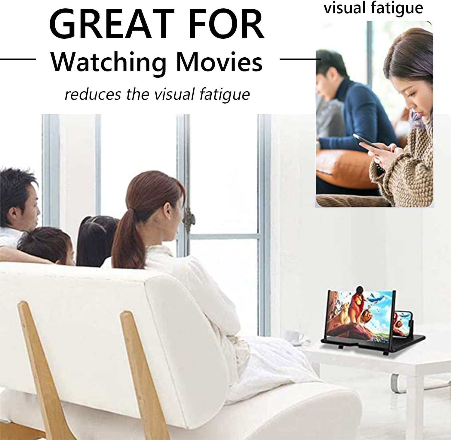 14 Pouces agrandisseur ecran Telephone, 3D HD Loupe pour téléphone, Amplificateur Telephone Portable, adapté pour Regarder des Vidéos sur Tous Les Smartphones