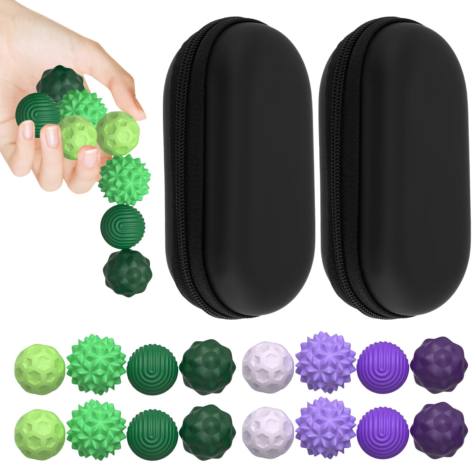 16 Pcs Magnetic Balls Toys with Textures Silicone Sensory Stress Relief Toys Portable Magnet Balls with Carry Bag for ADHD, Autism, Anxiety, Office Desk Sensory Ball Gifts