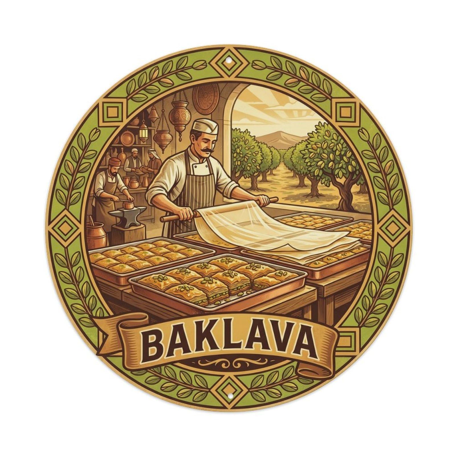 Gaziantep Baklava Cuisine Market Retro Graphic Metal Tin Sign