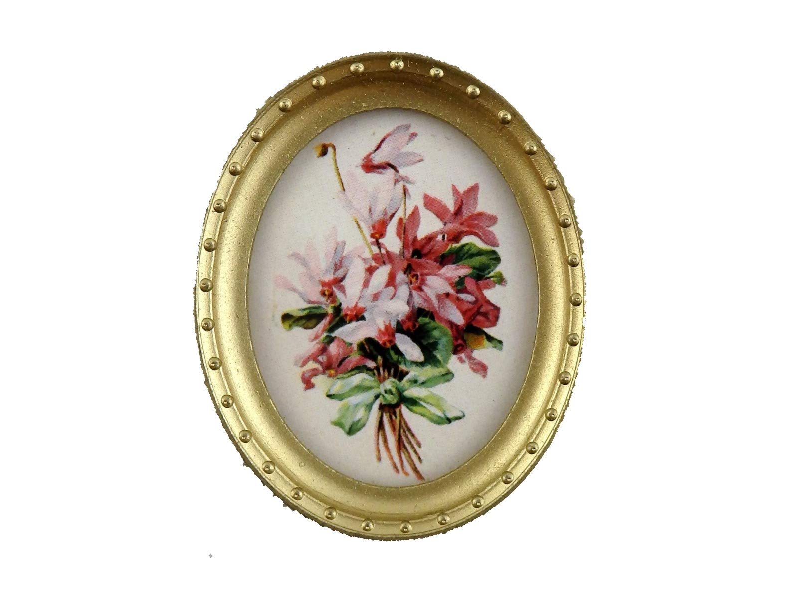 Melody Jane Dolls Houses House Miniature Accessory Posy of Flowers Picture in Oval Gold Frame