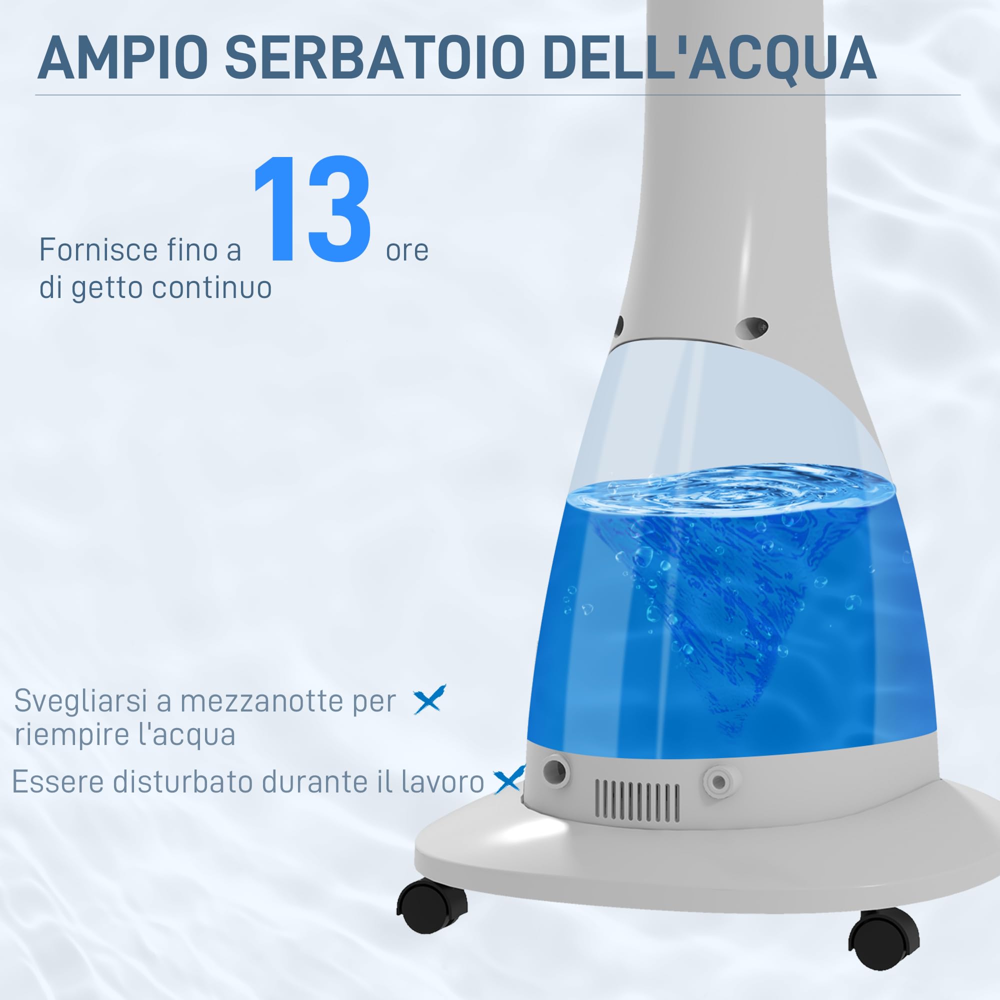 HOMCOM Ventilatore Nebulizzatore con Serbatoio 3L, Timer, 3 Modalità e 3 Velocità, Ventilatore a Piantana con Telecomando in Metallo e ABS, 44.5x38.5x120 cm, Bianco e Nero