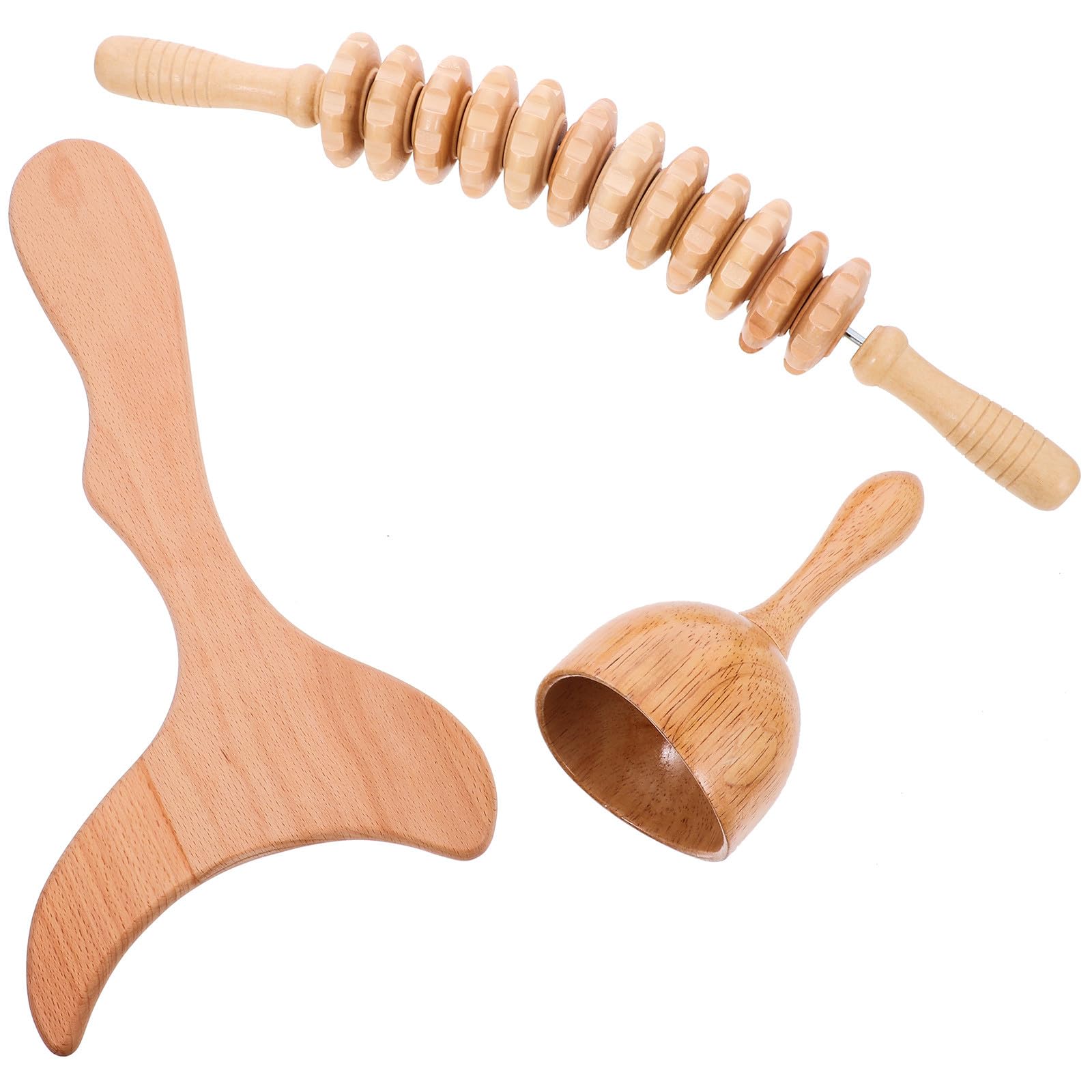 Rodillo de Masaje y Herramientas de Madera para Masaje Corporal, Kit de Meroterapia, Adecuado para Relajación tras Trabajo Prolongado