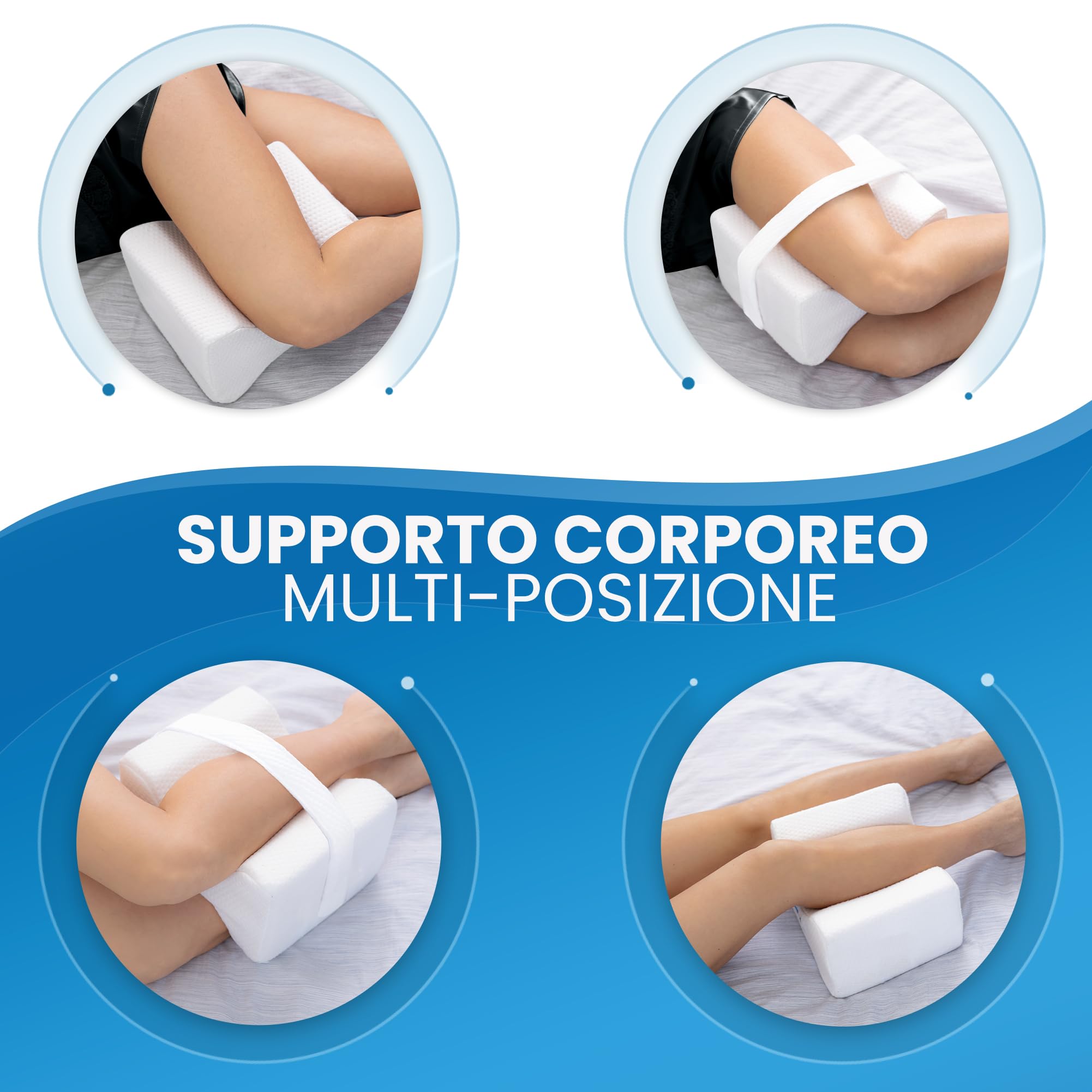 Cuscino Memory Foam Per Gambe E Ginocchia - Aiuto Postura E Sonno, Morbido, Lavabile, Con Cinghia Regolabile - Foto 10