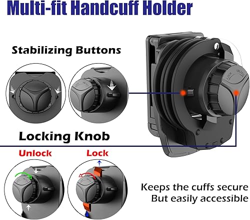 Miniatura 4 de Funda universal para esposas para esposas de cadena S&WASPPeerlessCTS, esposas con bisagras, funda para esposas con perilla de bloqueo, bolsa de