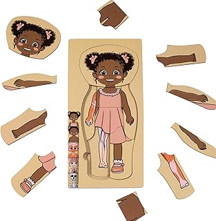 Comprar Mis partes del cuerpo rompecabezas para niños pequeños niños niñas niños Montessori madera anatomía rompecabezas 3-5 años de edad preescolar juego educativo cuerpo humano juguete cognitivo (Emilia)