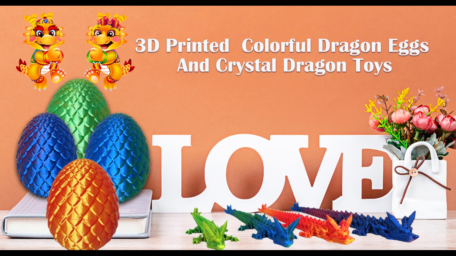 Dragon Egg With 3D Articulated Dragon Inside | Crystal Dragon Figurine & Fidget Toy | Easter Gift & Collectible
