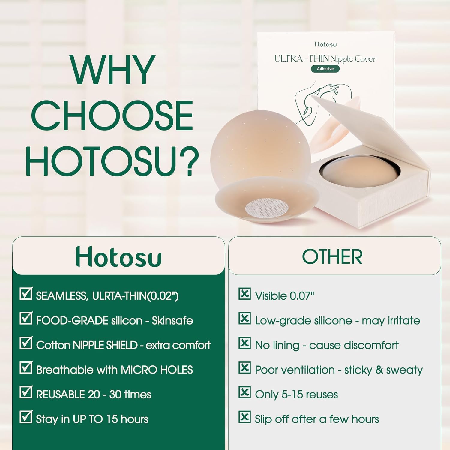 Nipple Covers For Women – Paper-Thin Nipple Covers 0.02" Edge With Case, Reusable Silicone Nipple Covers For Braless - Image 2