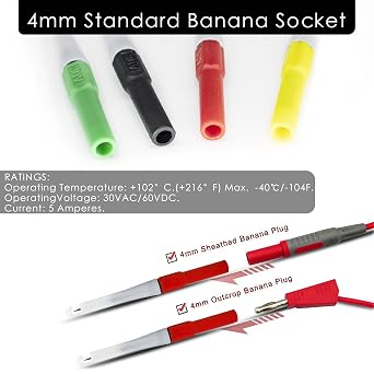 Piercing Clip Test Probe, 0.7mm Test Probe Pins, Non-Destructive Insulation Wire Piercing Needle, Piercing Probes Set for Banana Socket Plug Car Tester (4 Pcs)