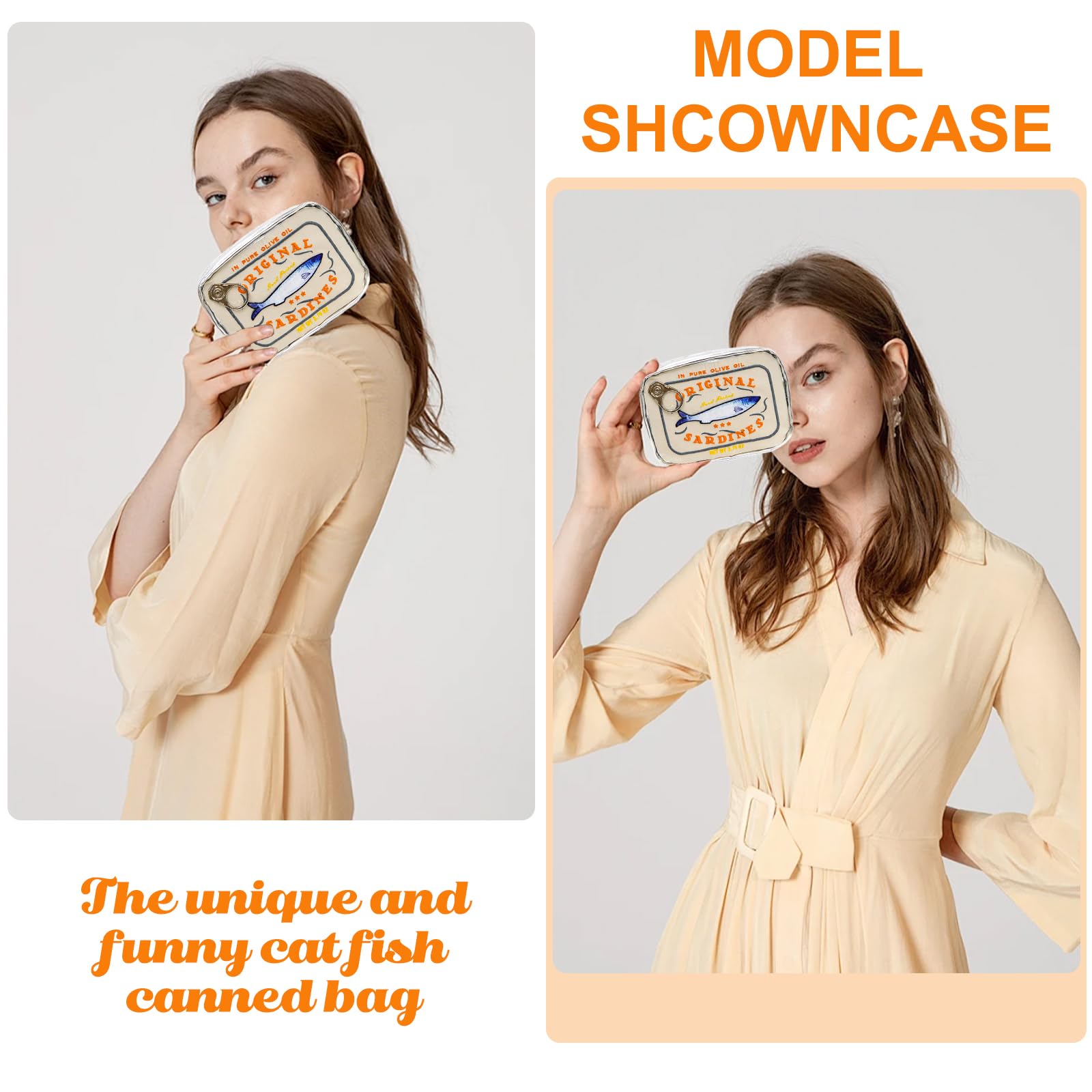 AZURAOKEY Canned Sardines Makeup Bag, Canned Sardines Style Toiletry Bag Cute Travel Bag Creative Cute Makeup Bag Aesthetic Toiletry Bag for Women