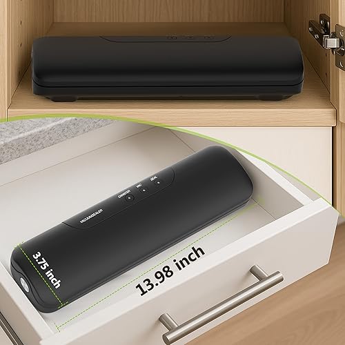 Miniatura 6 de Máquina selladora al vacío portátil para almacenamiento de alimentos, ahorrador de alimentos con fuerte succión, operación de un solo toque y diseño