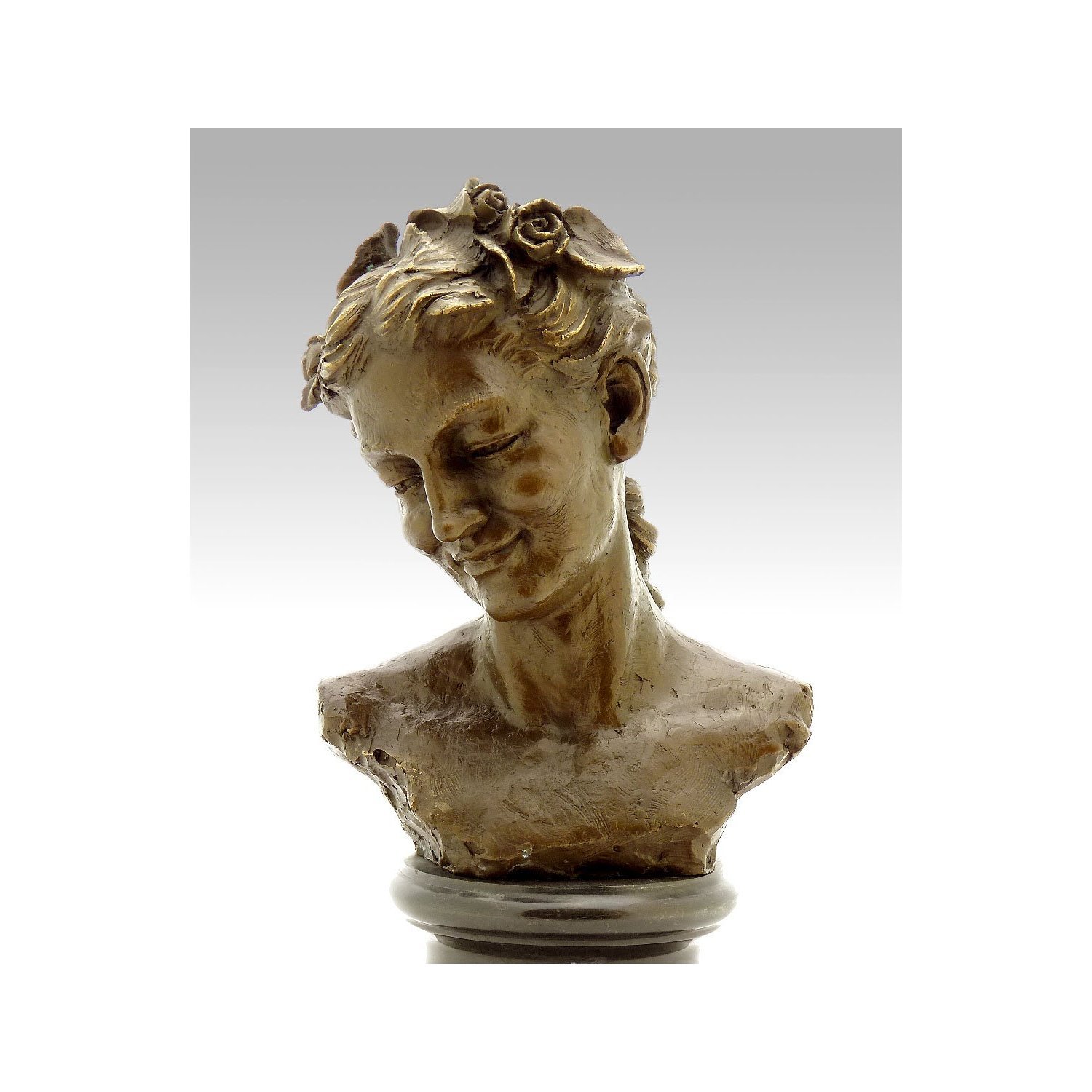 Kunst & Ambiente - Bacchante with Lowered Eyes (1872) - Jean-Baptiste Carpeaux - Skulptur - Plastik - Bronzefigur - Wohndeko - Dekoration - Deko - Frauenbüste